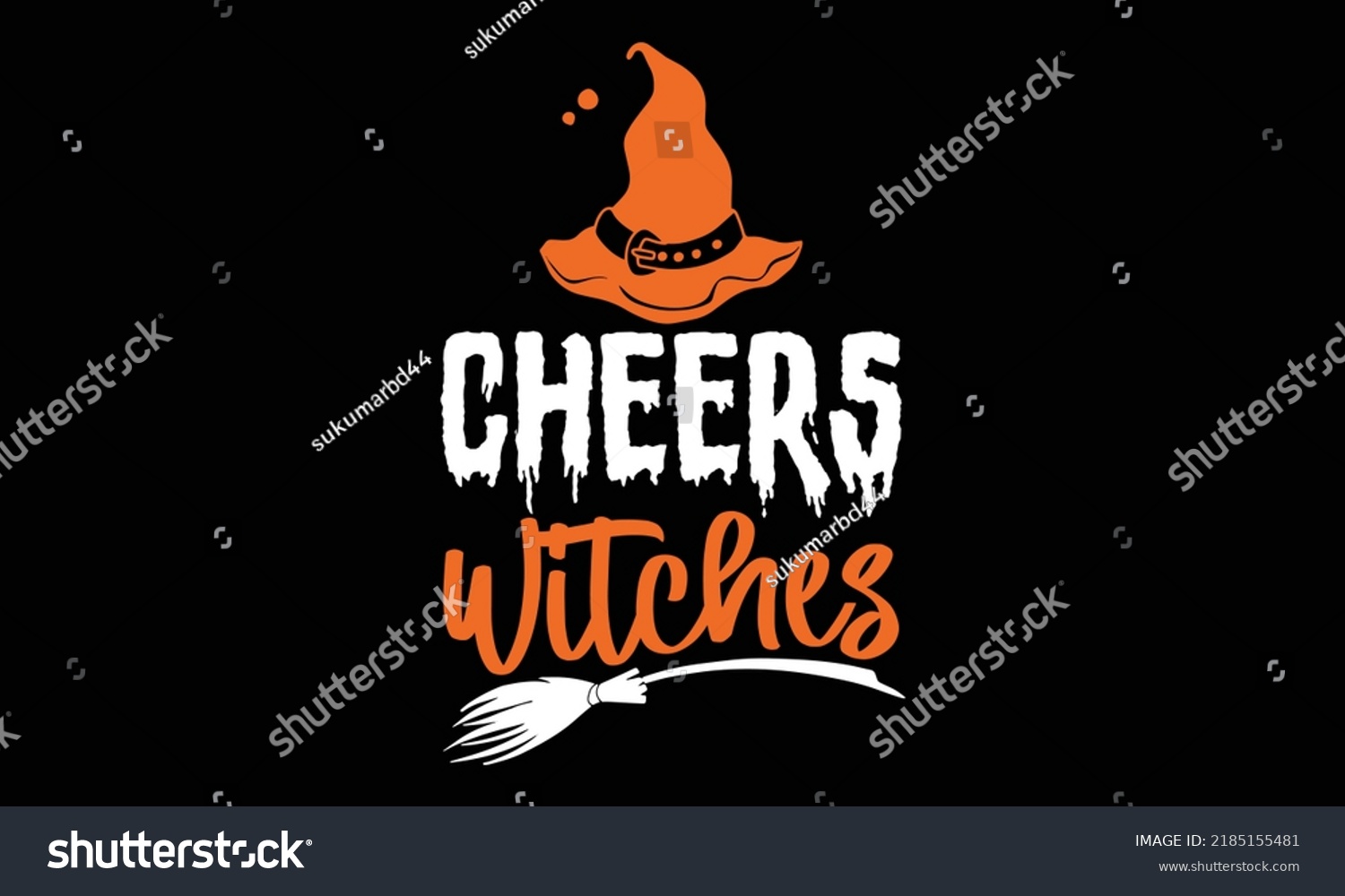 Cheers Witches Halloween Tshirt Design Halloween Stock Vector Royalty