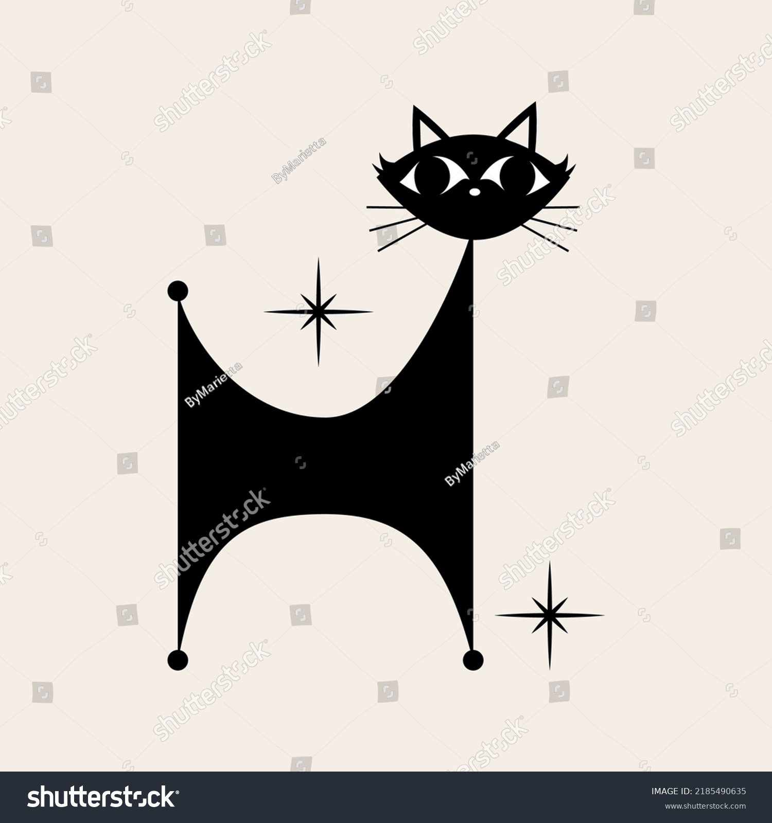 1950s Mid Century Modern Atomic Black Stock Vector Royalty Free