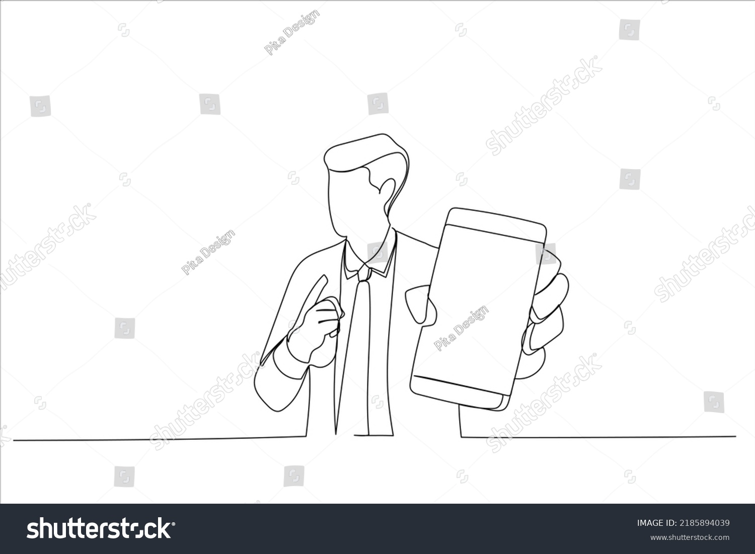 Cartoon Guy Holding Big Smartphone White Stock Vector Royalty Free