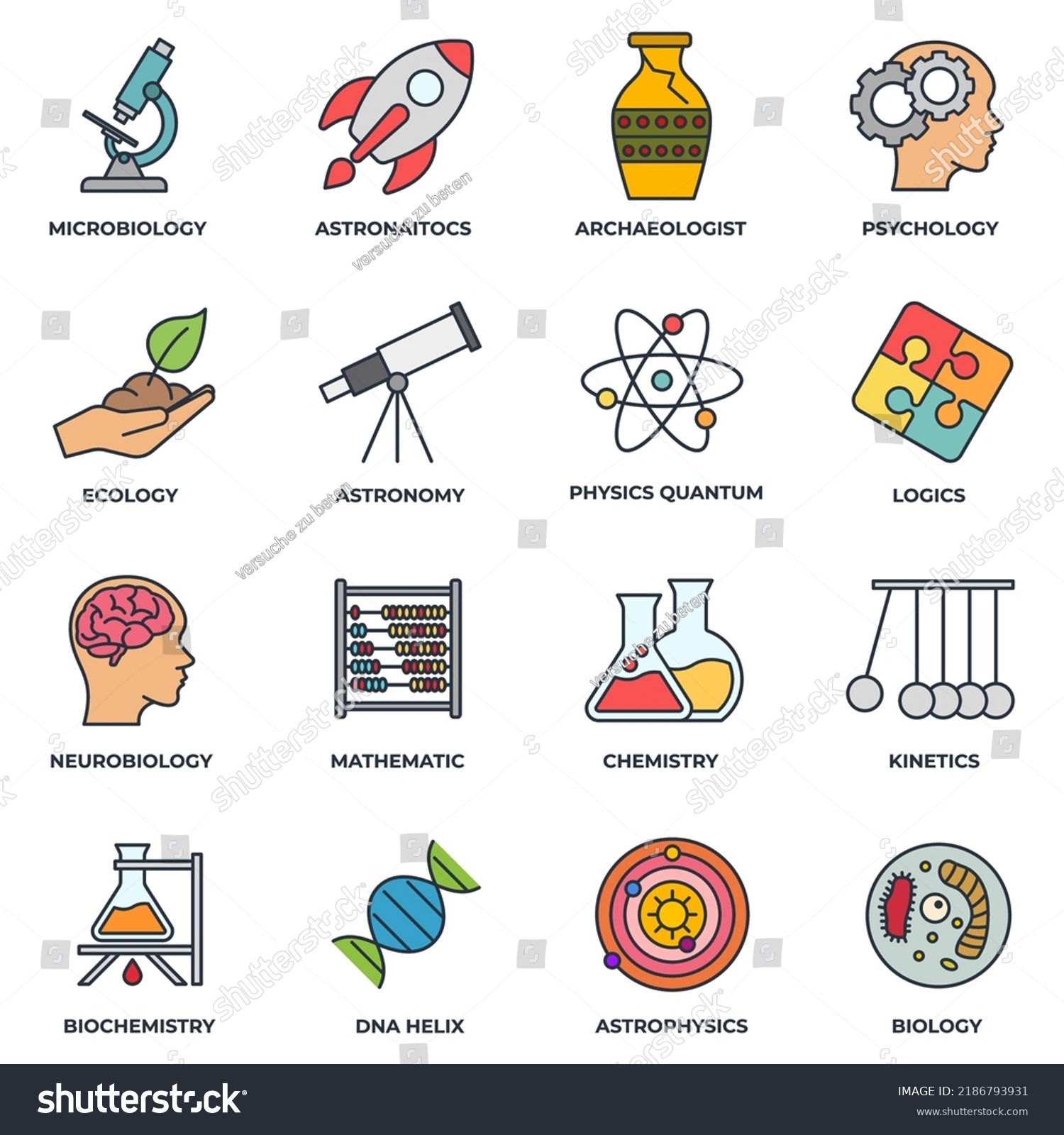 Set Science Icon Logo Vector Illustration Stock Vector Royalty Free