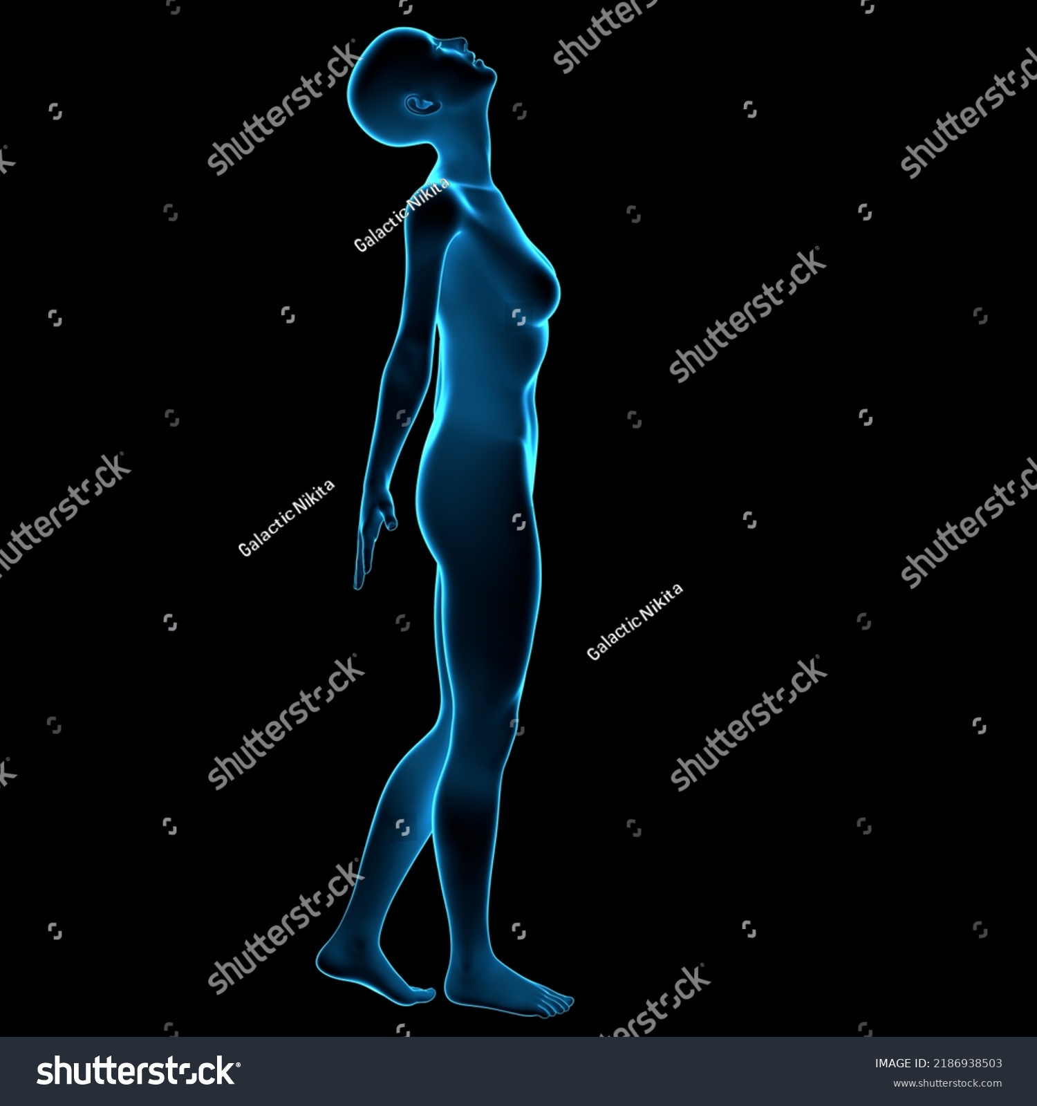 Holographic X Ray Naked Woman Mannequin Stock Illustration