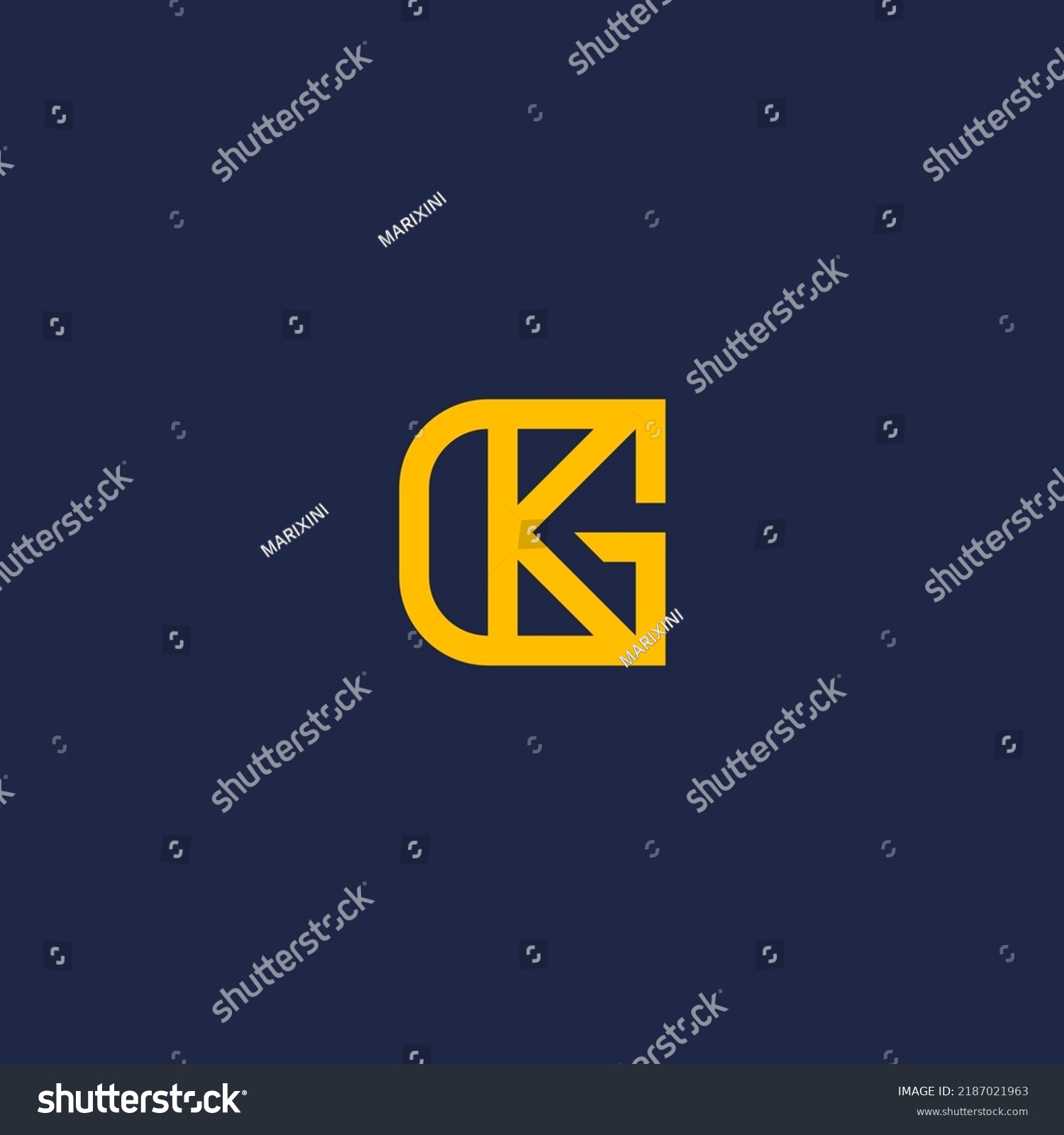 Gk Kg Monogram Logo Yellow Color Stock Vector Royalty Free