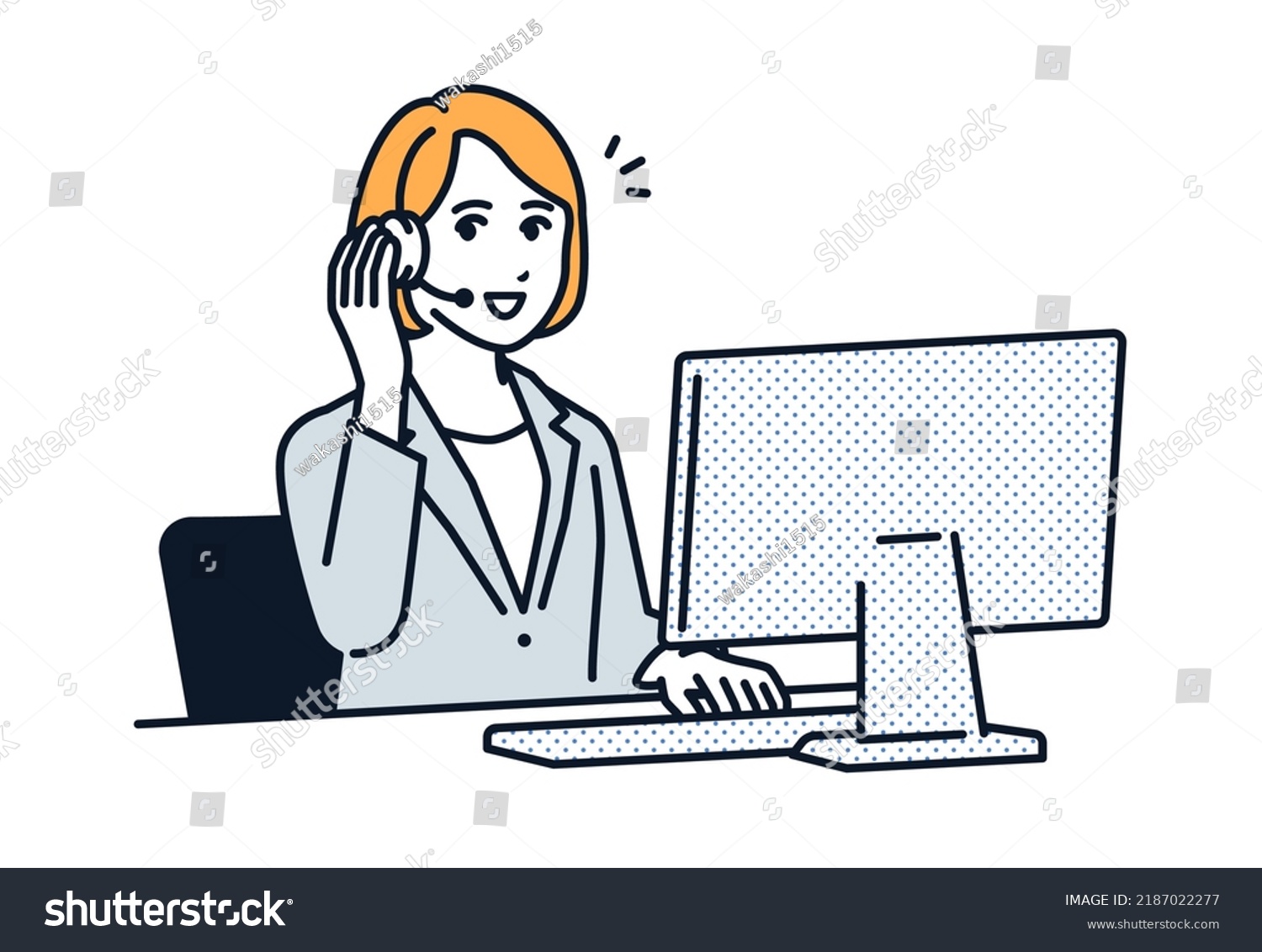 Call Center Women Vector Illustration Material Stock Vector Royalty