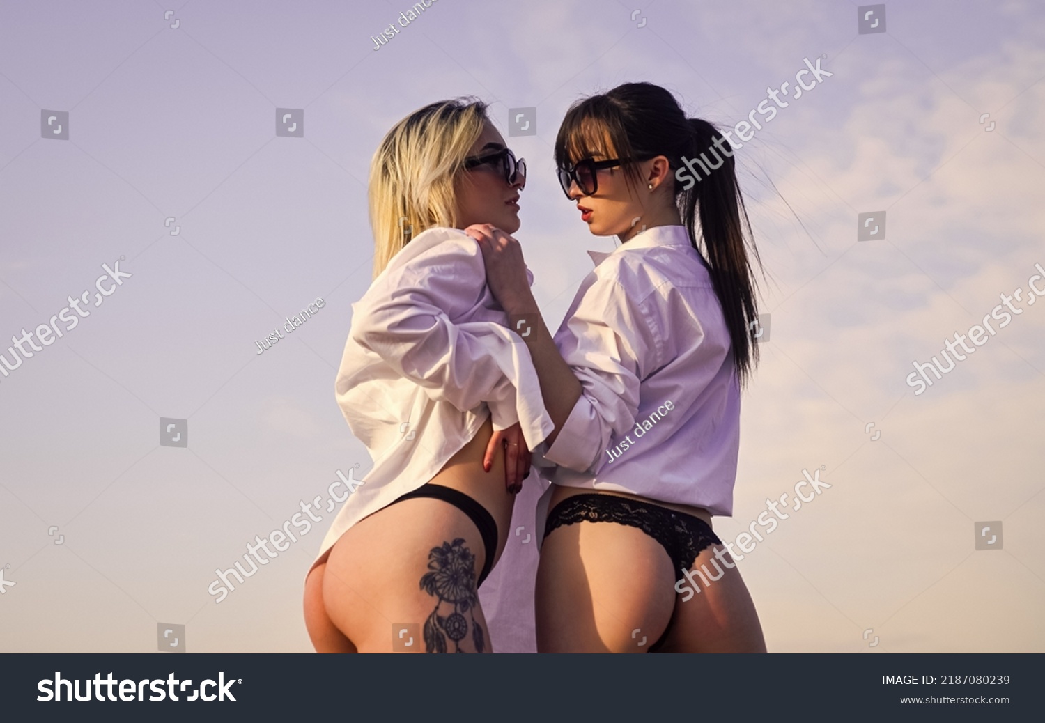 Extremely Sexy Lesbian Love Embracing Epilation Stock Photo 2187080239