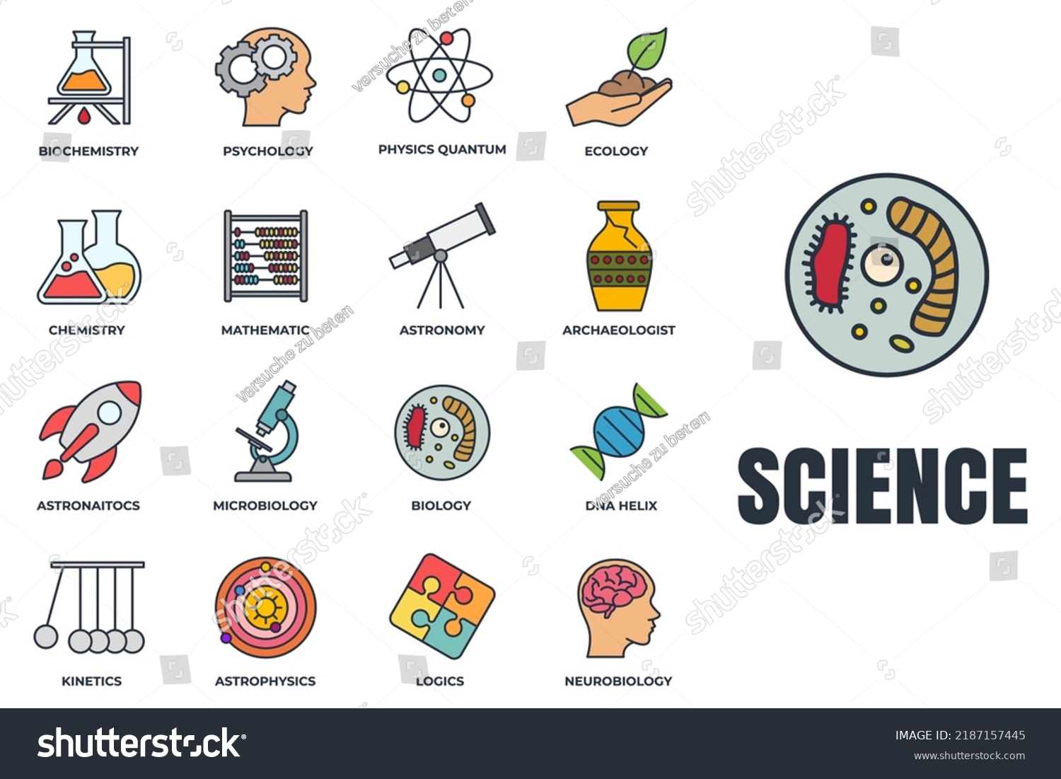 Set Science Icon Logo Vector Illustration Stock Vector Royalty Free