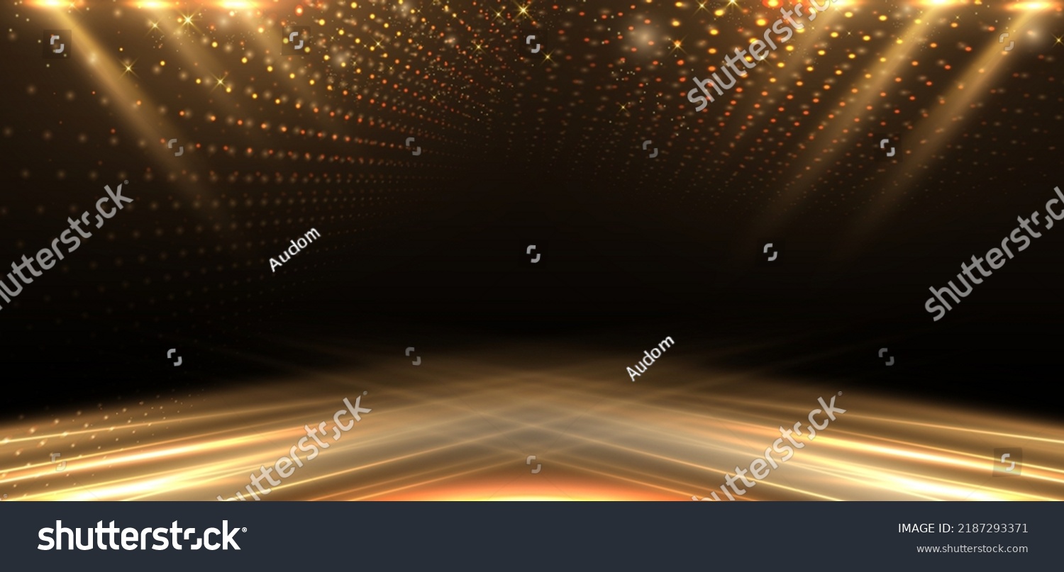 Elegant Golden Stage Diagonal Glowing Lighting Stock Vector Royalty