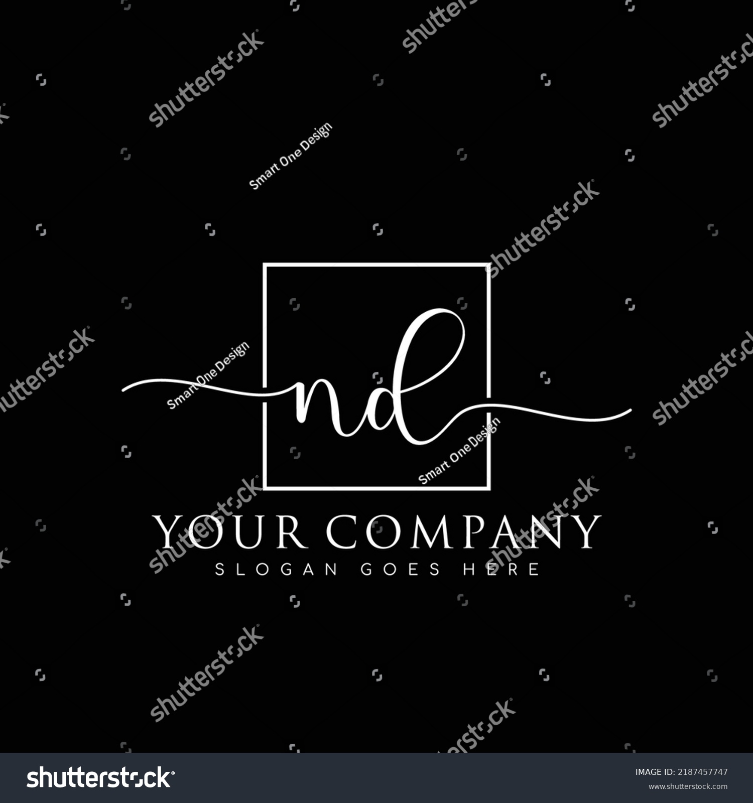 Nd Initial Handwriting Minimalist Logo Vector Stock Vector Royalty