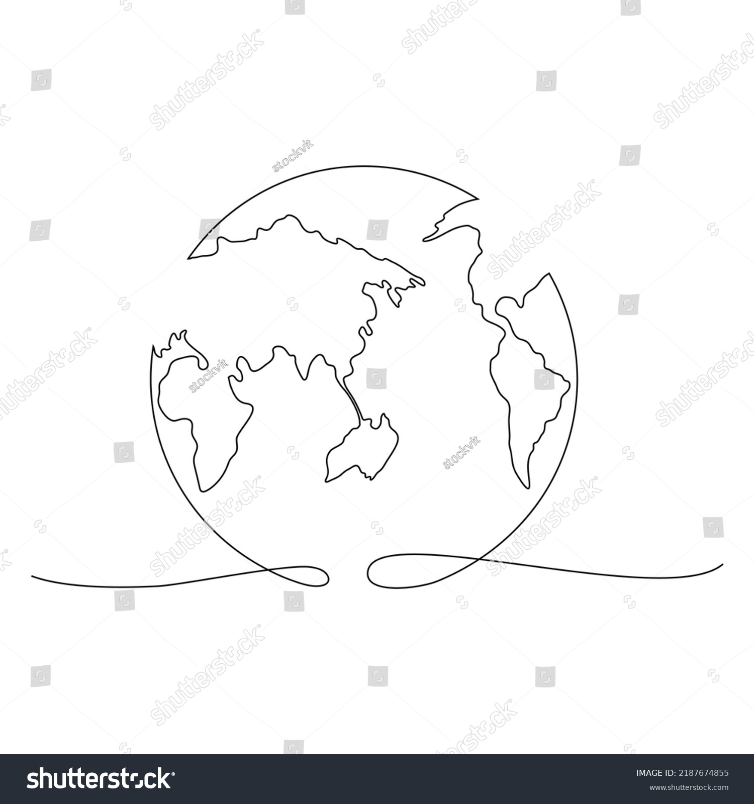 World Map One Line Art Continuous Stock Vector Royalty Free