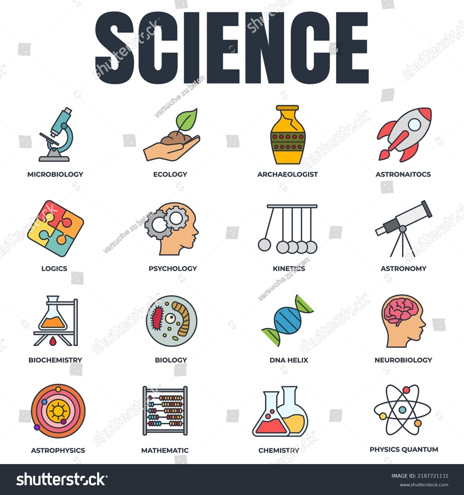 Set Science Icon Logo Vector Illustration Stock Vector Royalty Free