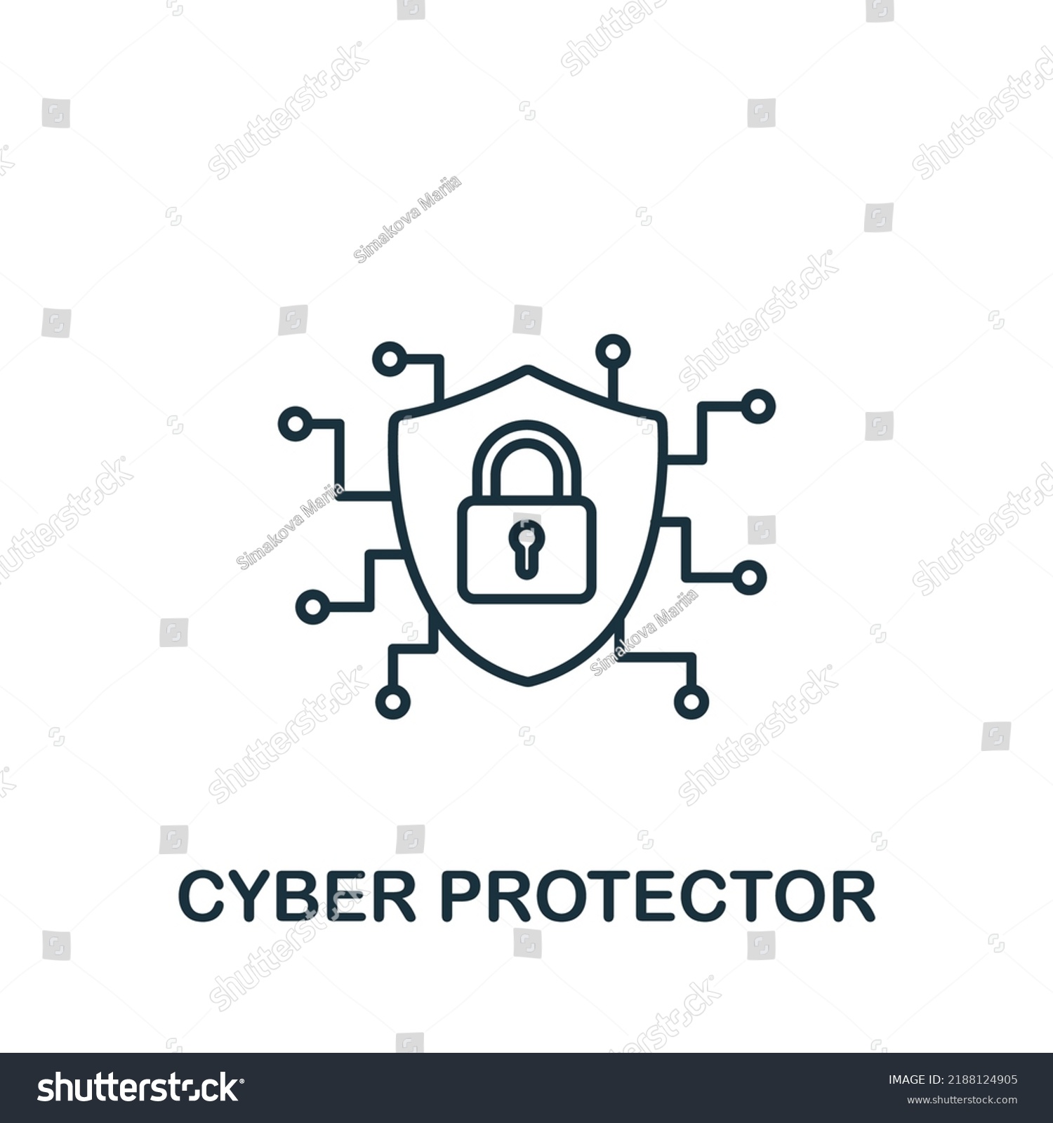 Cyber Protector Icon Monochrome Simple Cybercrime Stock Vector Royalty