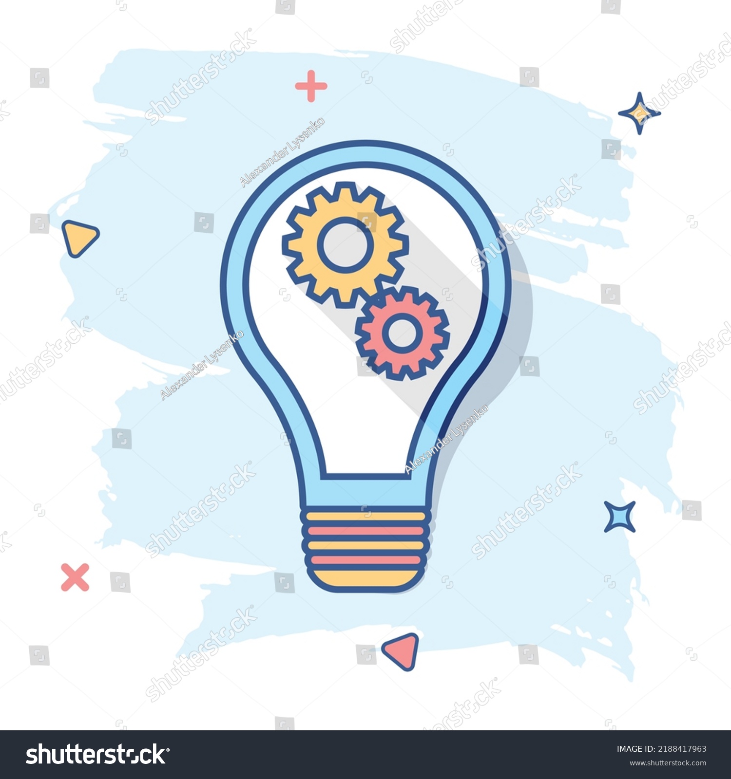 Cartoon Light Bulb Gear Icon Comic Stock Vector Royalty Free