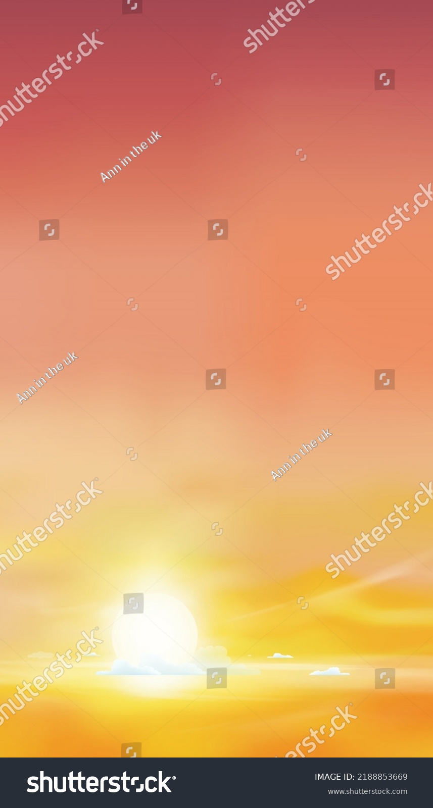 Sunrise Morning Orangeyellow Pink Sky Vertical Stock Vector Royalty