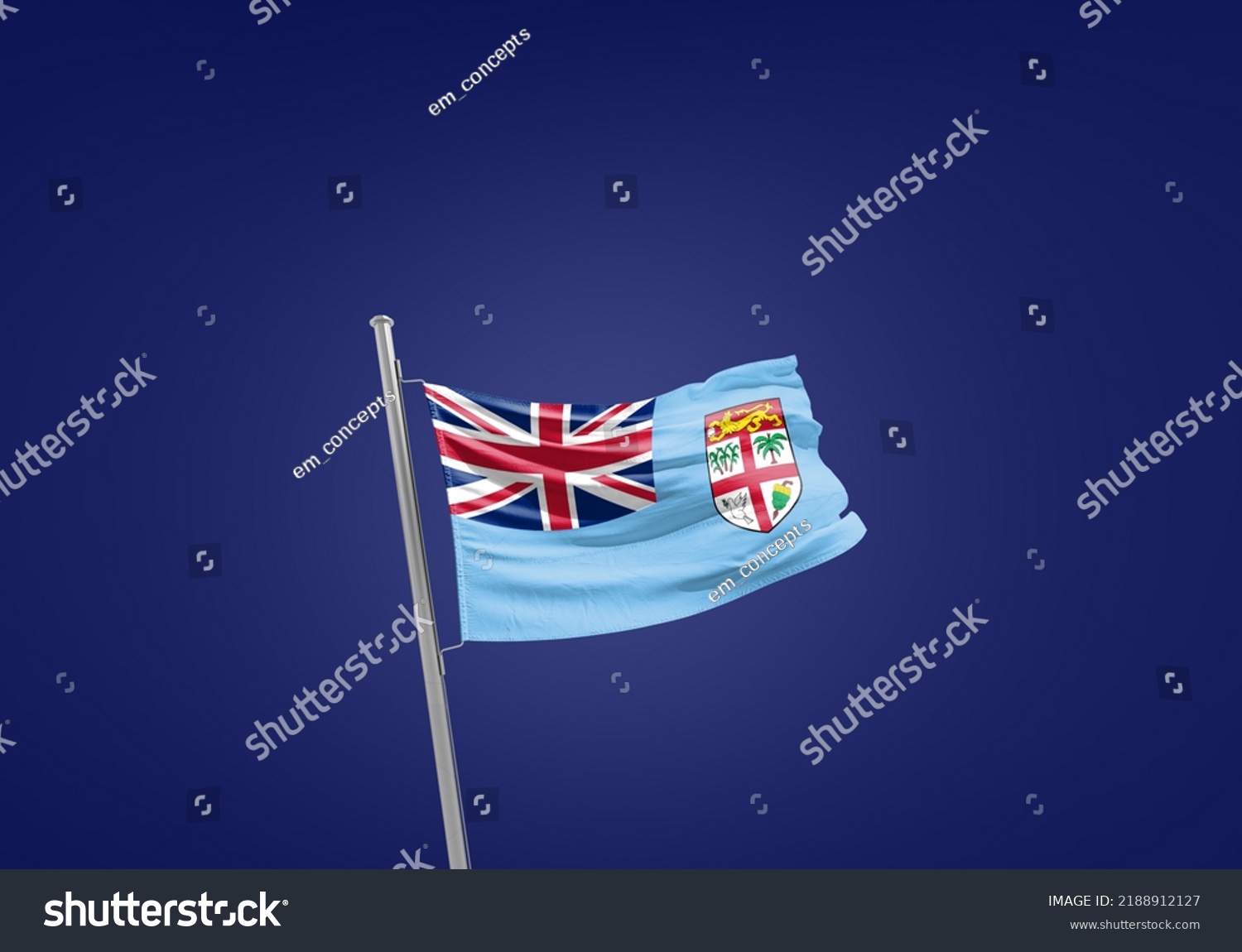 3d Rendering Fiji Flag Waving Wind Stock Illustration 2188912127