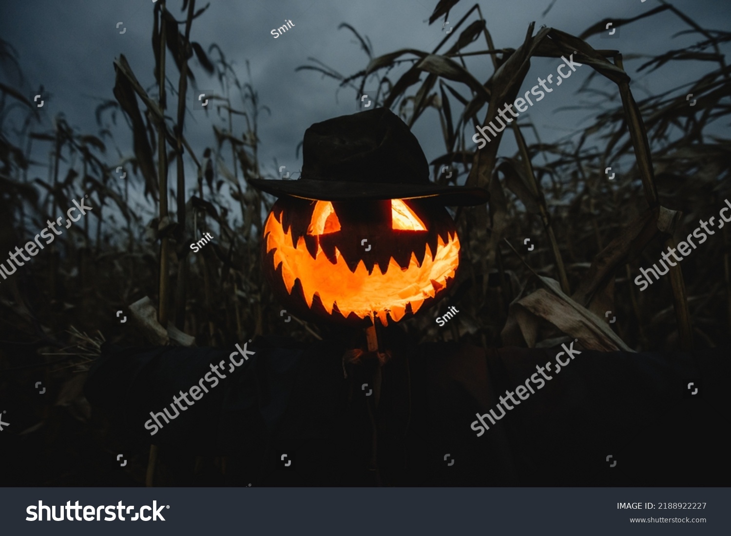 Scary Scarecrow Pumpkin Head Hat Coat Stock Photo 2188922227 Shutterstock