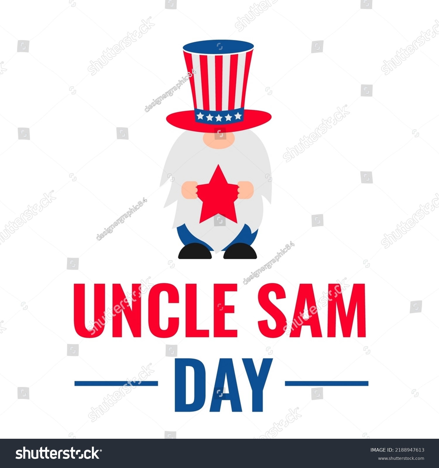 Uncle Sam Day Cute Gnome Wearing Stock Vector Royalty Free 2188947613