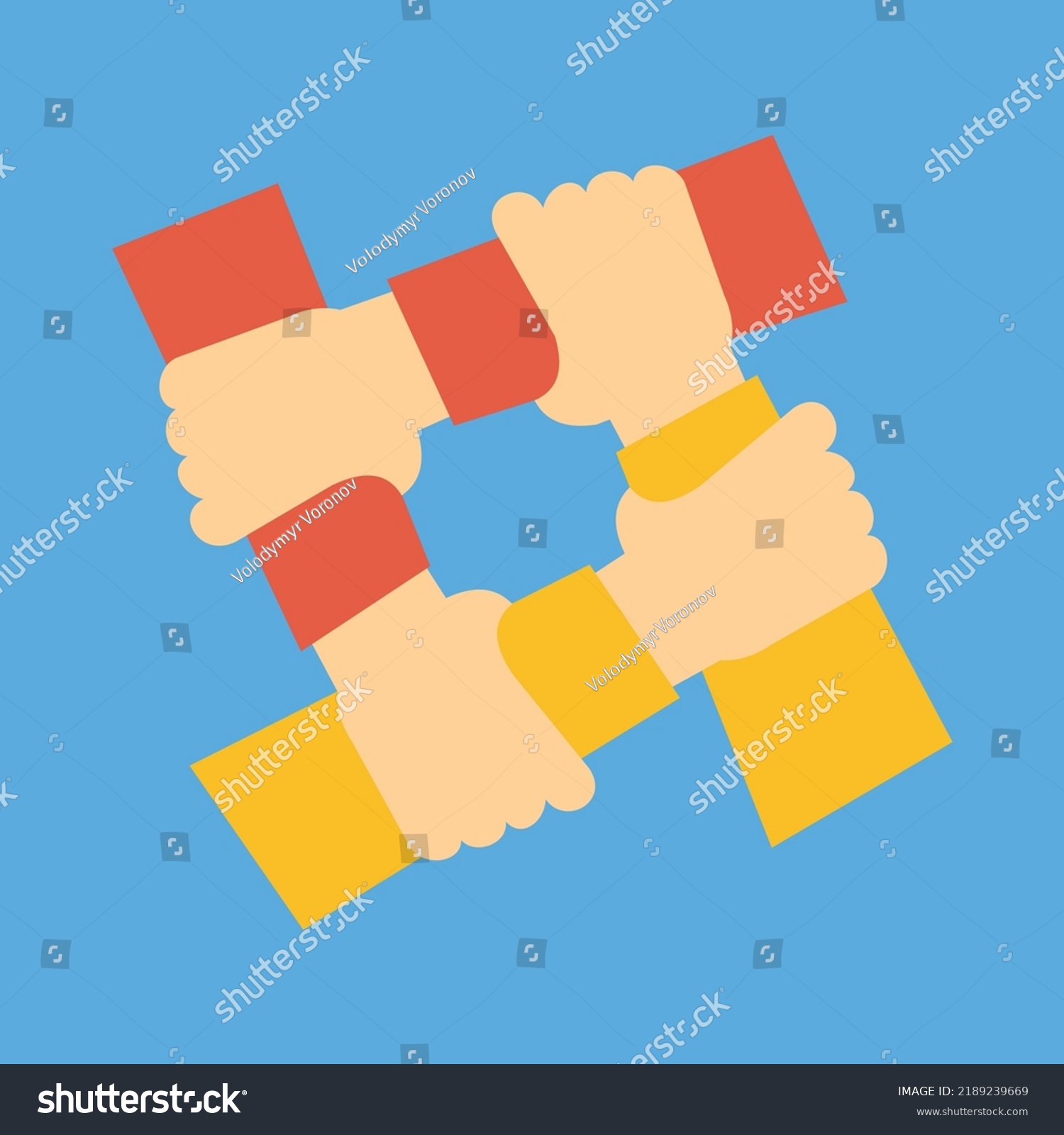 Four Hands Hold Each Other By Stock Vector Royalty Free