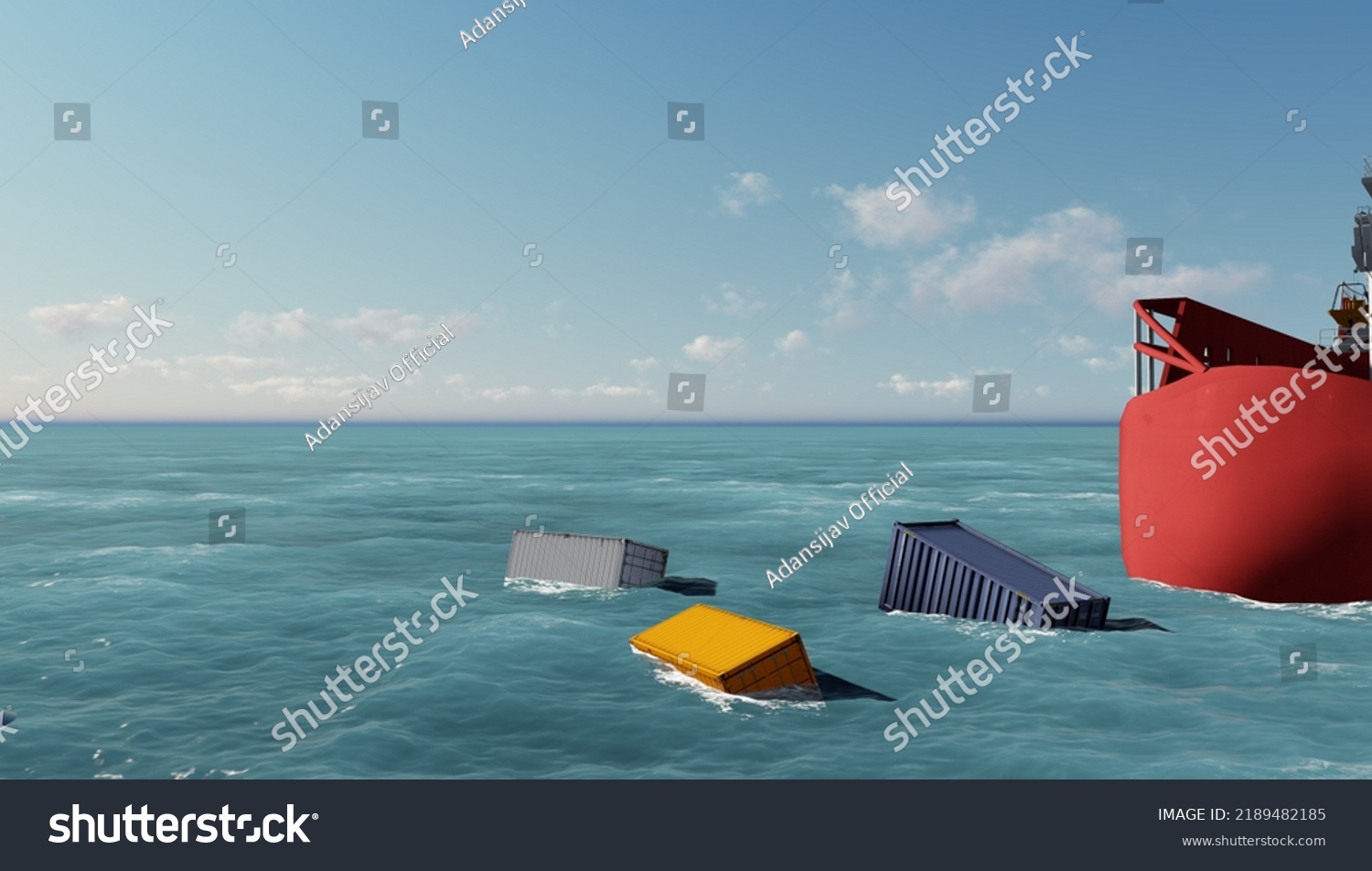 Shipping Containers Fall Cargo Ship Perspective Stock Illustration