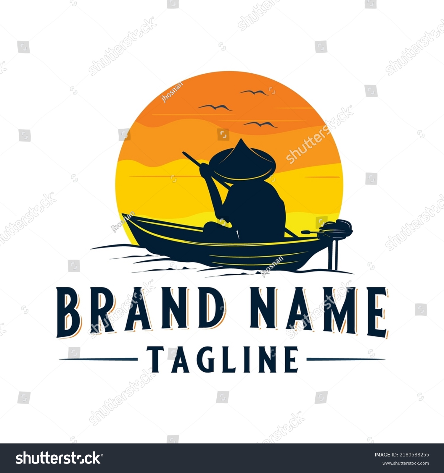 Fisherman Silhouette Vector Logo Design Stock Vector Royalty Free