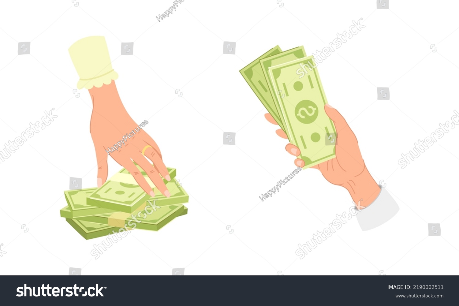 Hand Wad Green Dollar Banknote Money Stock Vector Royalty Free