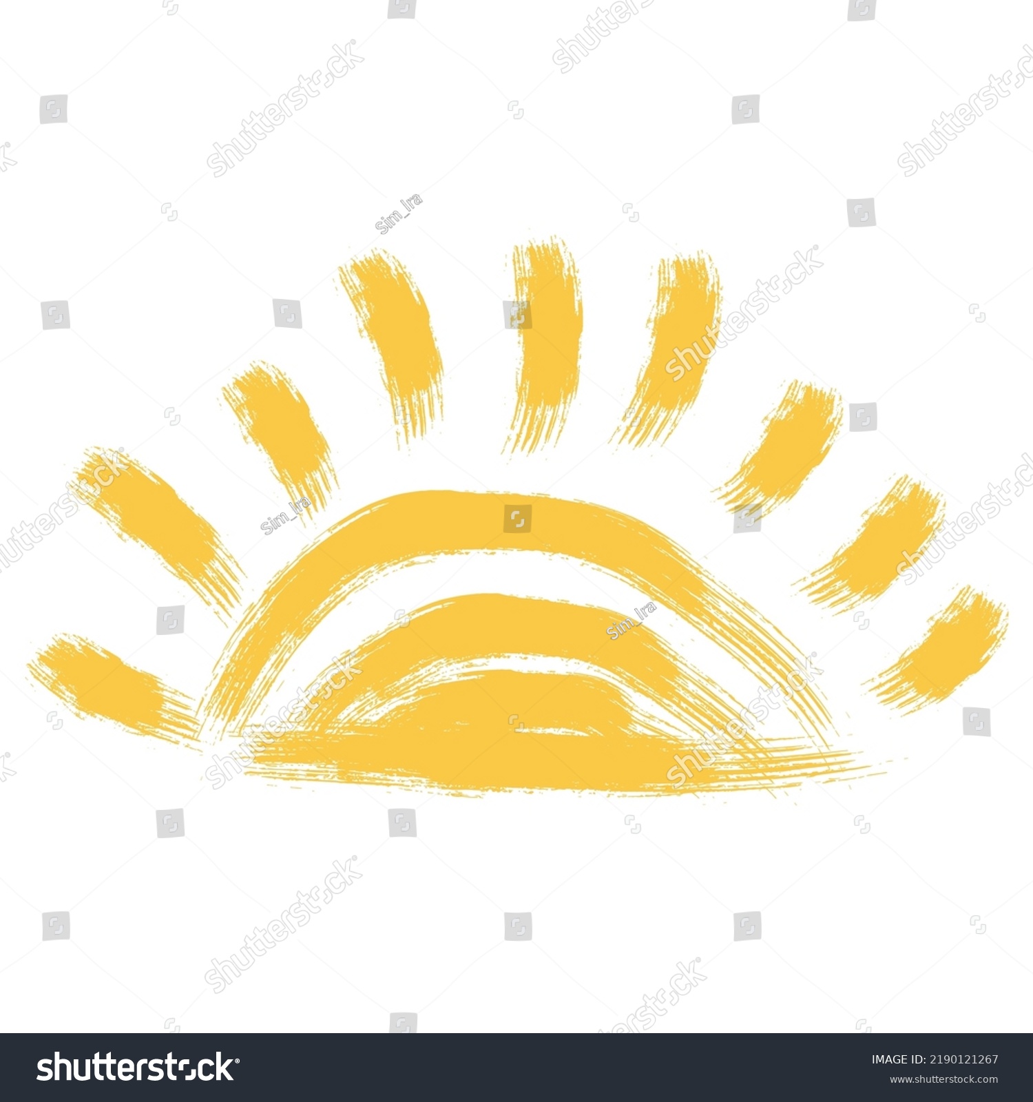 Watercolor Sun Rays Flat Icon Closeup Stock Vector Royalty Free