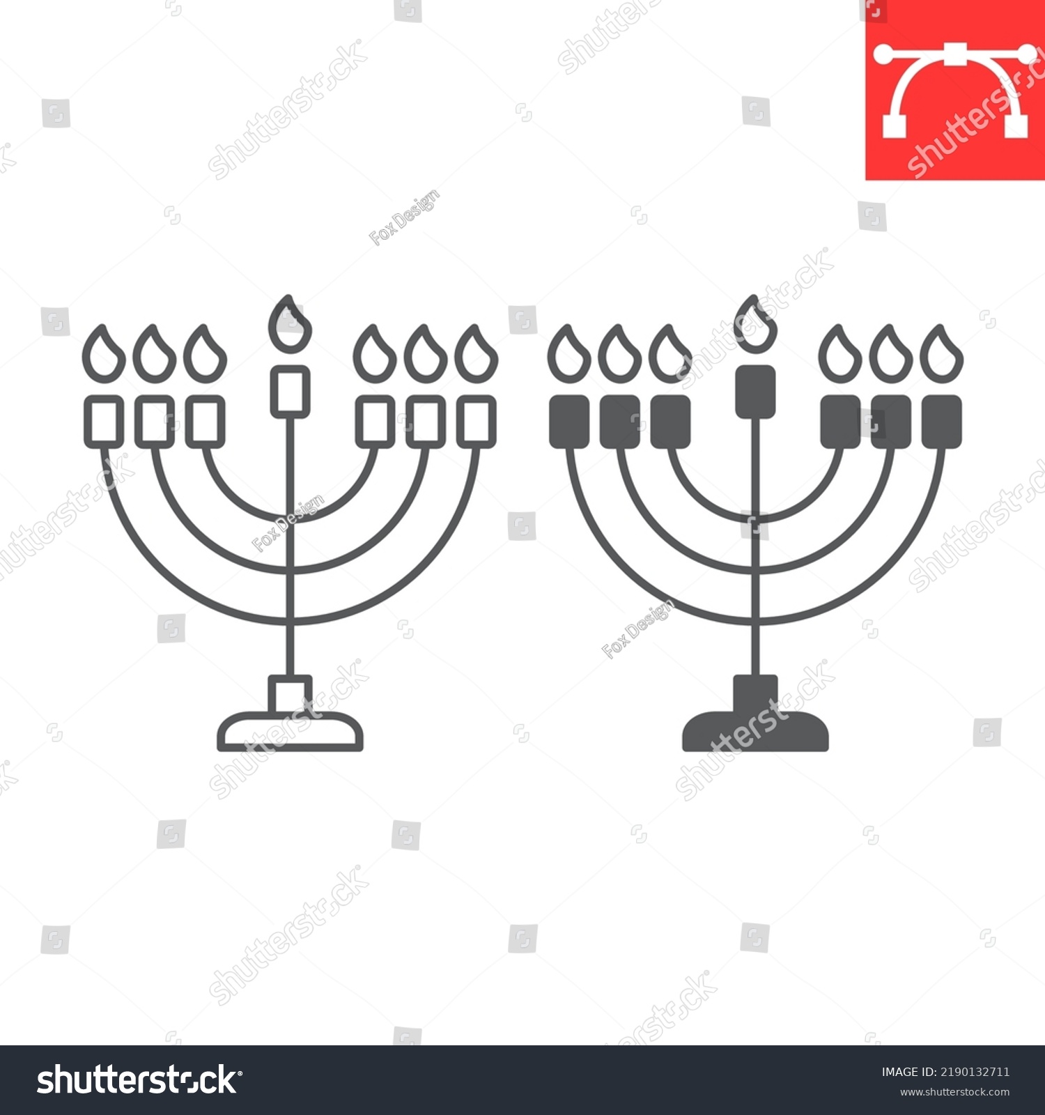 Menorah Line Glyph Icon Hanukkah Candlestick Stock Vector Royalty Free