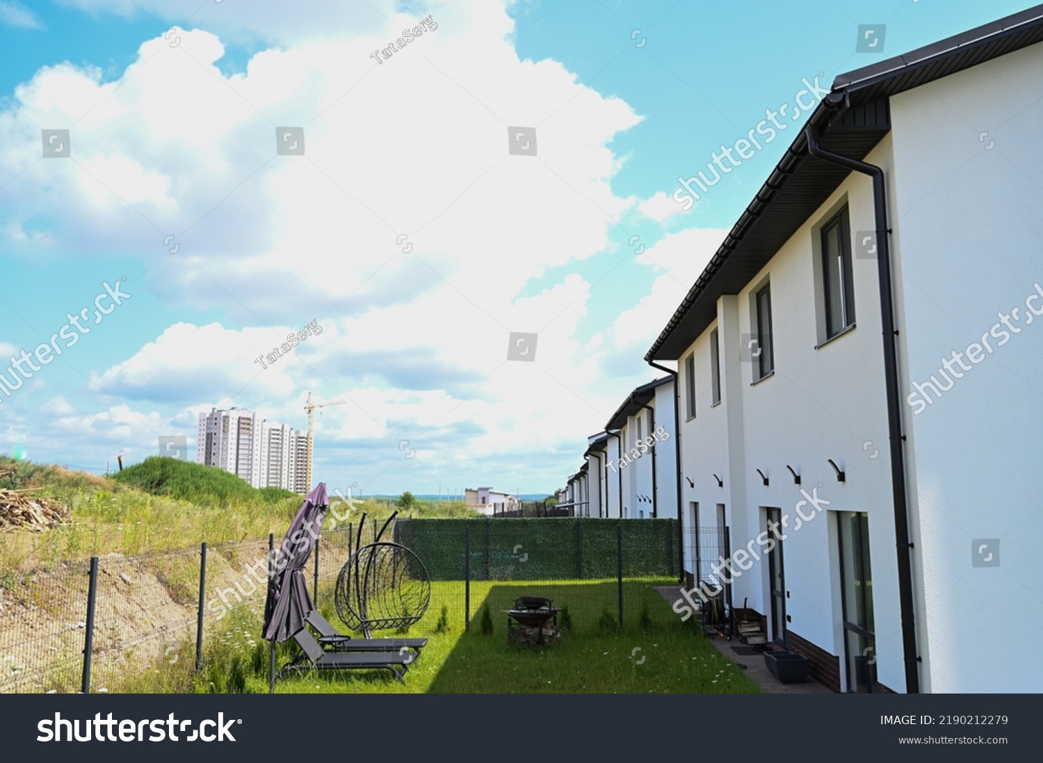 Modern Townhouse Complex Modern Apartment Building Stock Photo