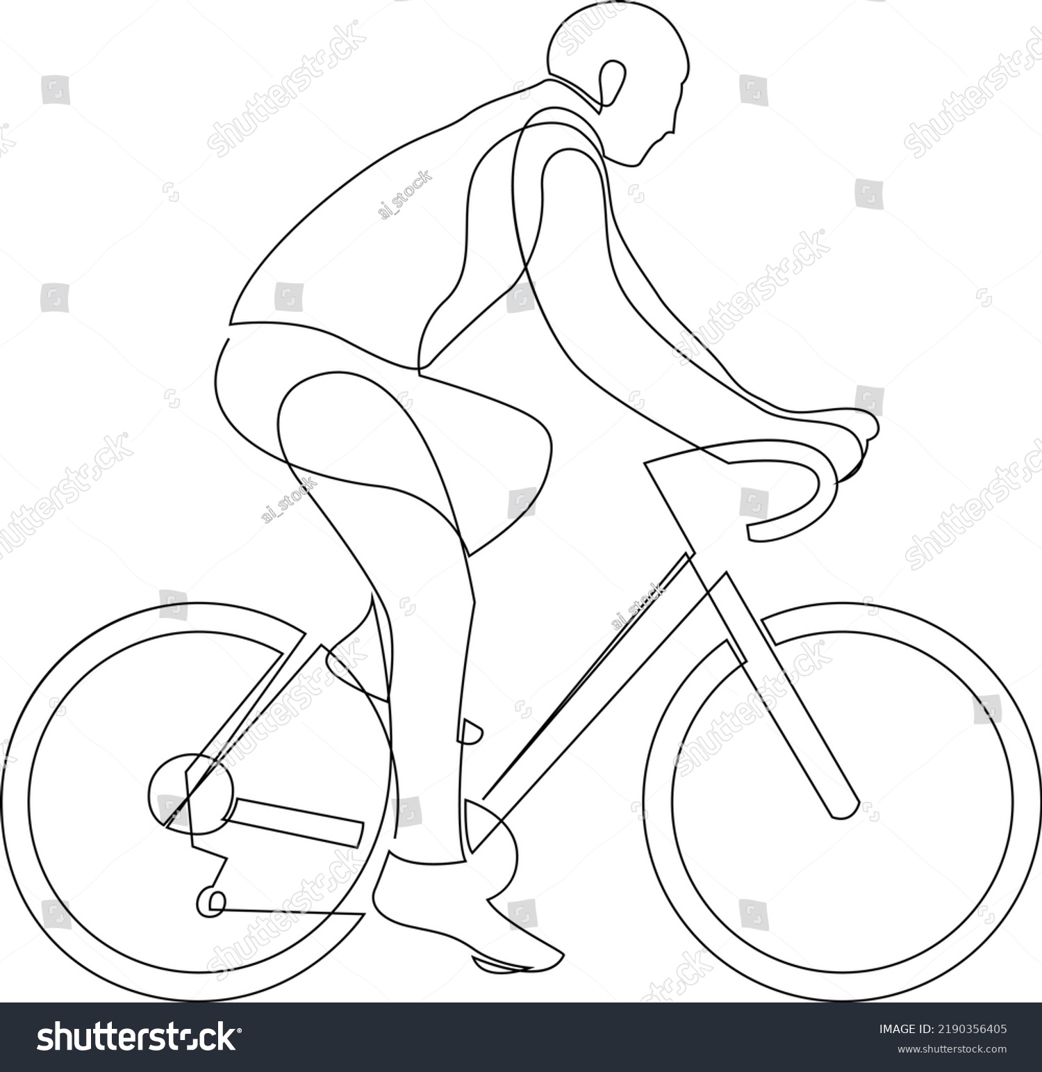 One Line Drawing Bicycle Rider Vector Stock Vector Royalty Free