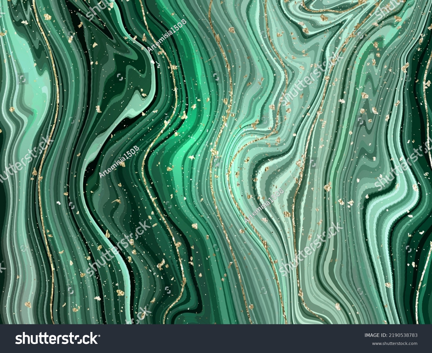 Green Marble Gold Abstract Background Texture Stock Vector Royalty