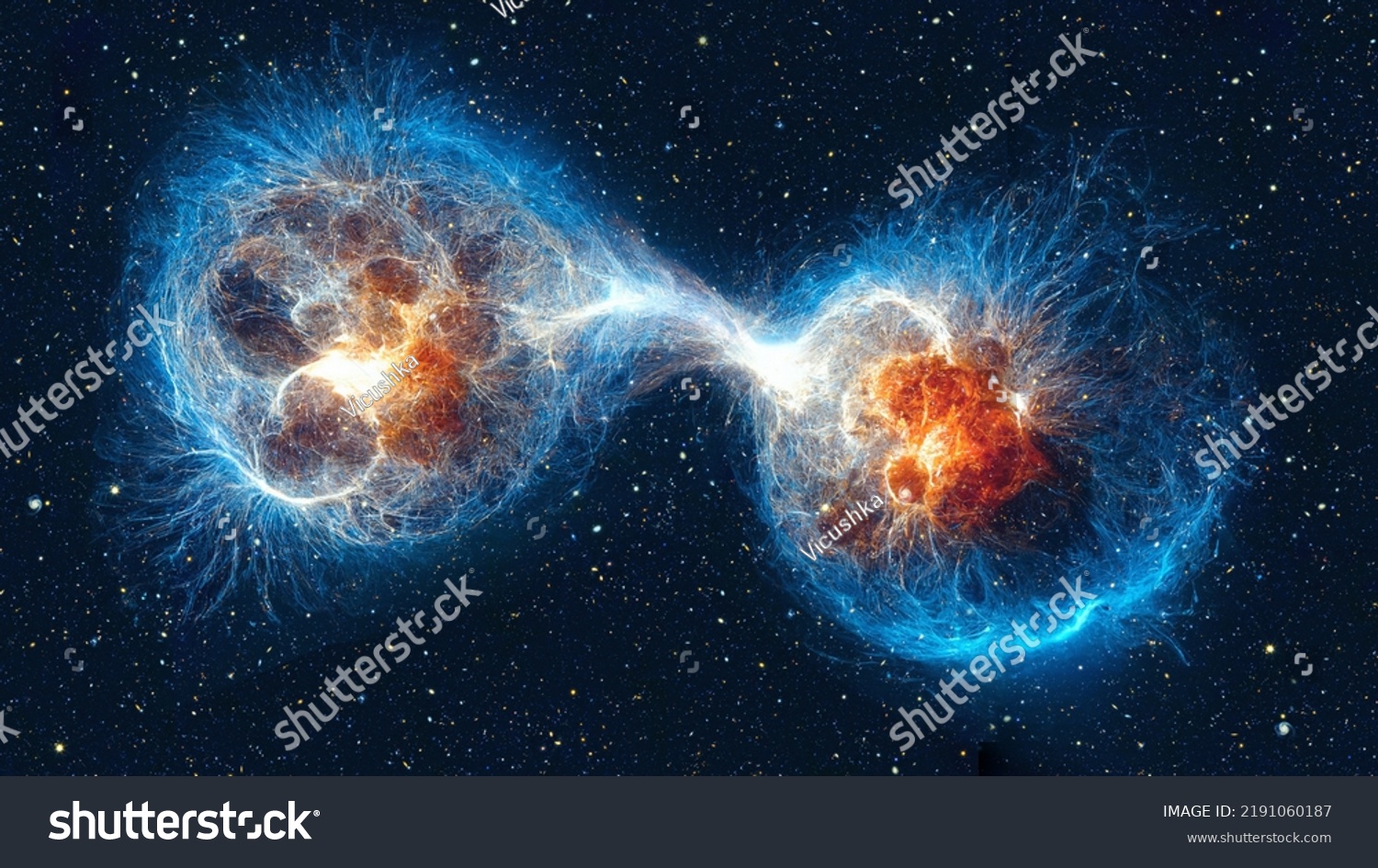 Merging Two Neutron Stars Space Digital Stock Illustration 2191060187