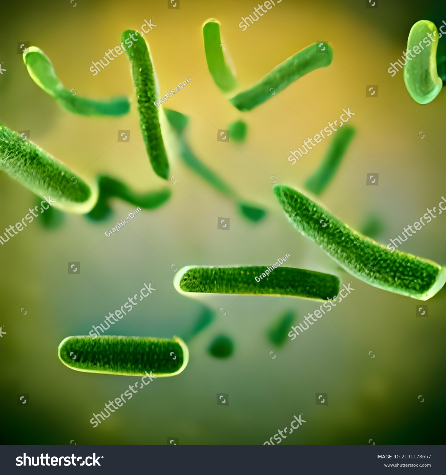 Bacteria 3d Rendering Bacteria 3d Illustration Stock Illustration