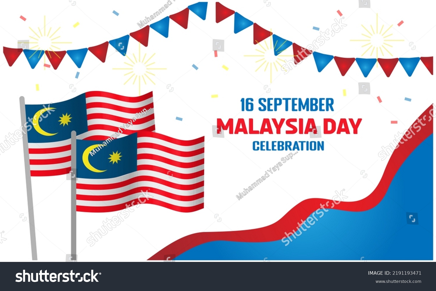 Malaysia Independence Day Banner Malaysian Flag Stock Vector Royalty