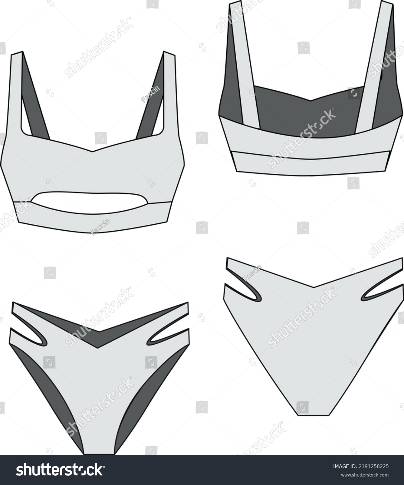 Women Bikini Set Technical Drawing Stock Vector Royalty Free