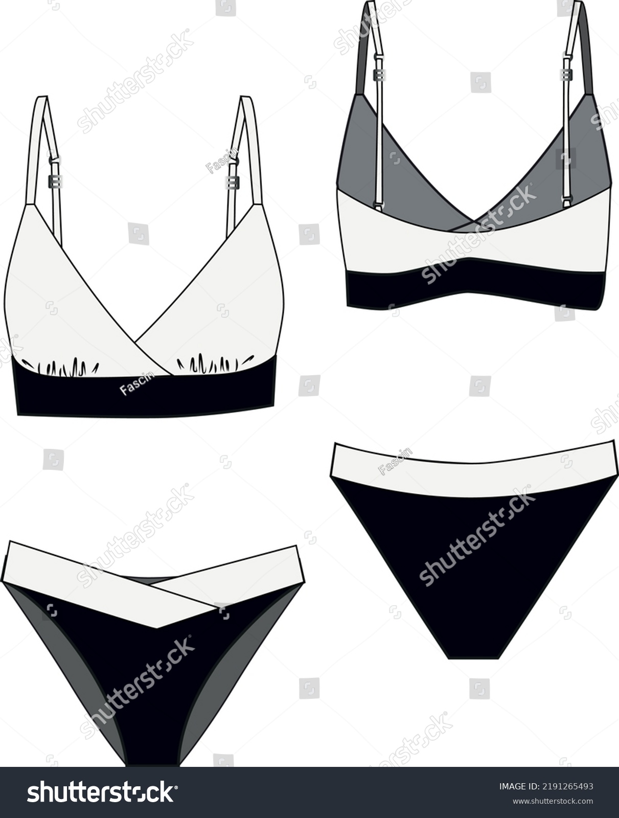 Bikini Set Technical Drawing Swim Lingerie Stock Vector Royalty Free