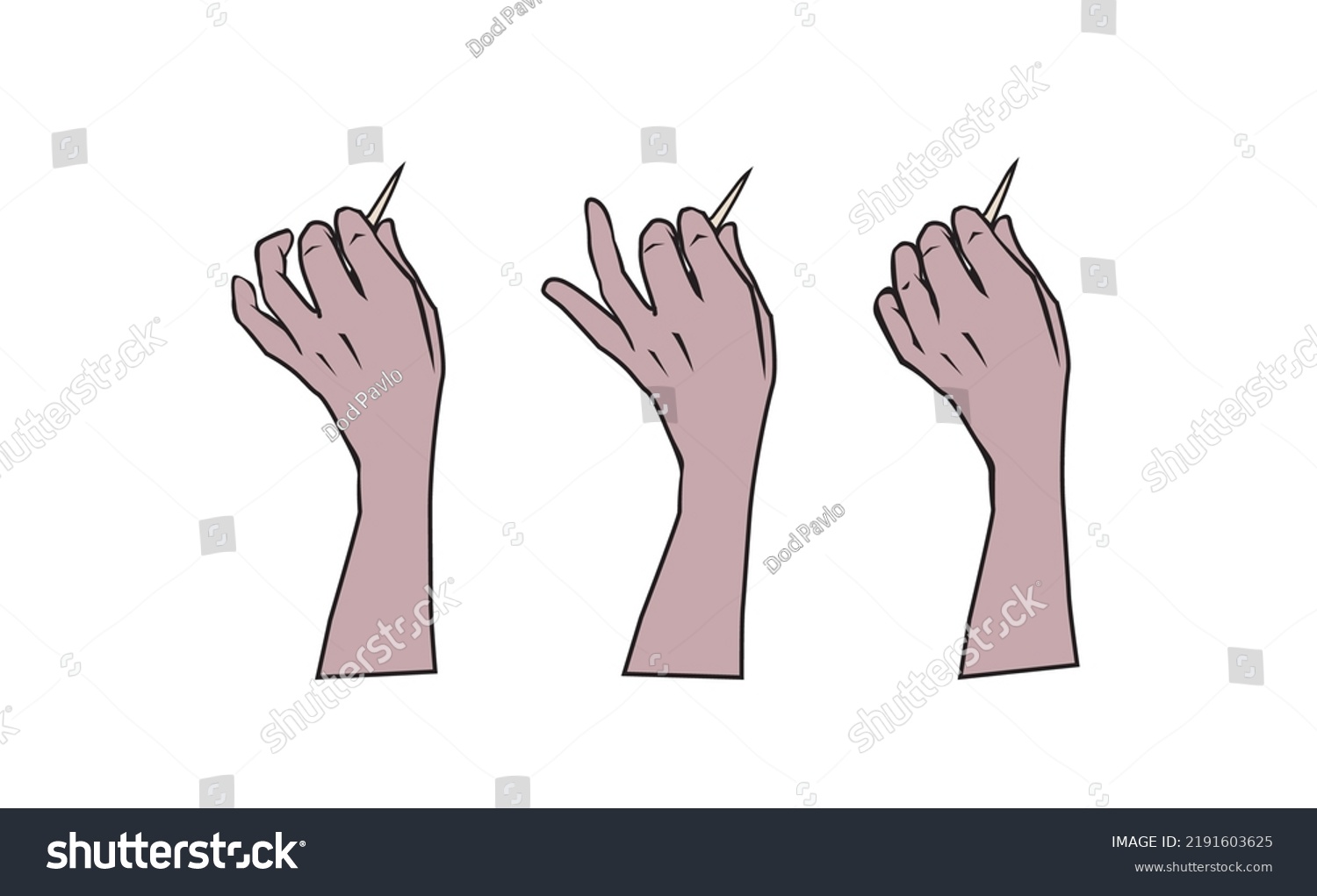 Hand Holding Toothpick Stock Vector Royalty Free 2191603625