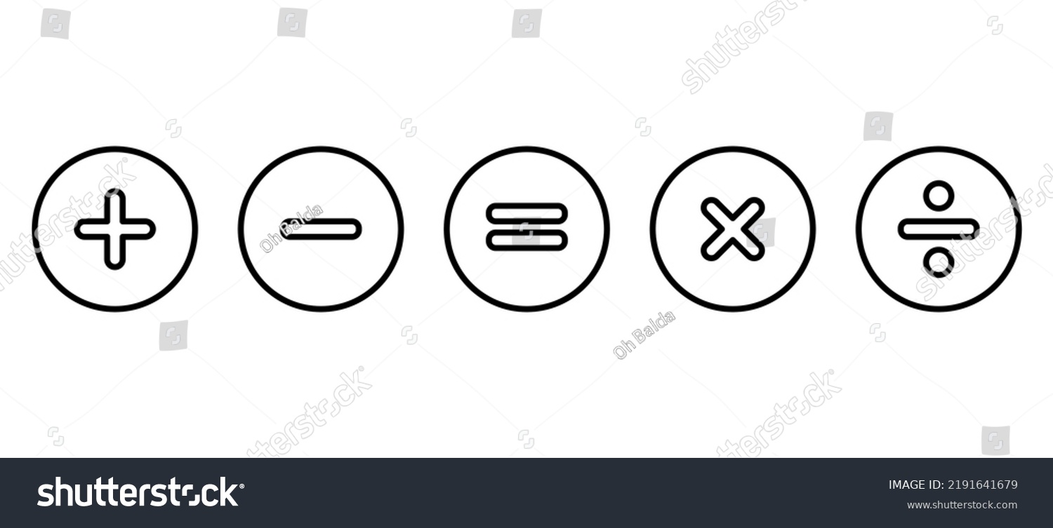 Plus Minus Icons Set Mathematical Symbols Stock Vector Royalty Free