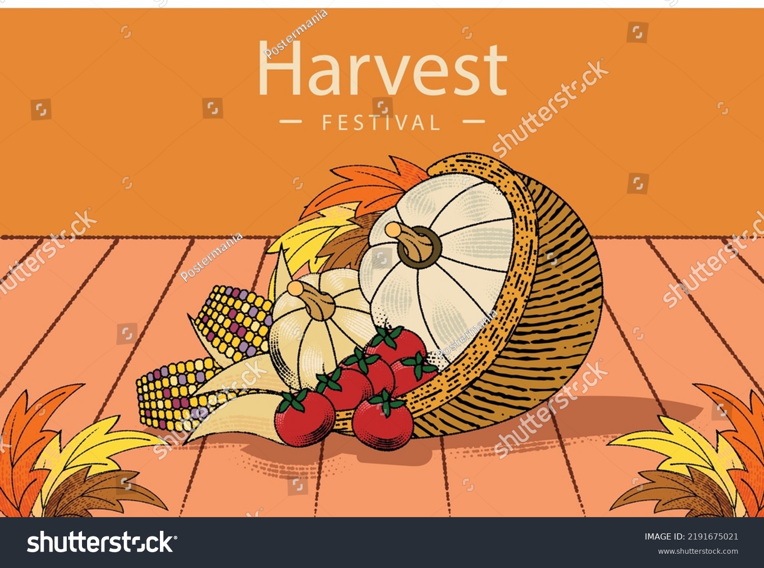 Harvest Festival Hand Drawn Lettering Phrase Stock Vector Royalty Free