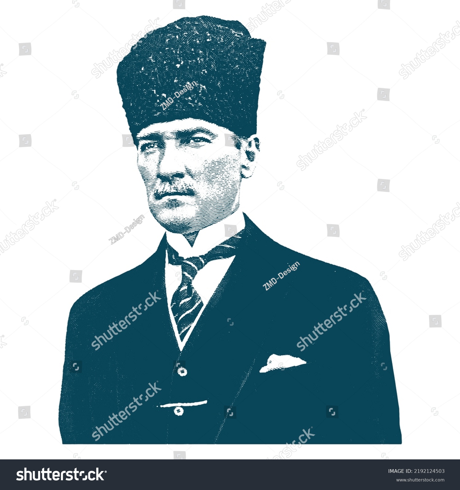 Isolate Portrait Mustafa Kemal 18811938 Founder Stock Vector Royalty