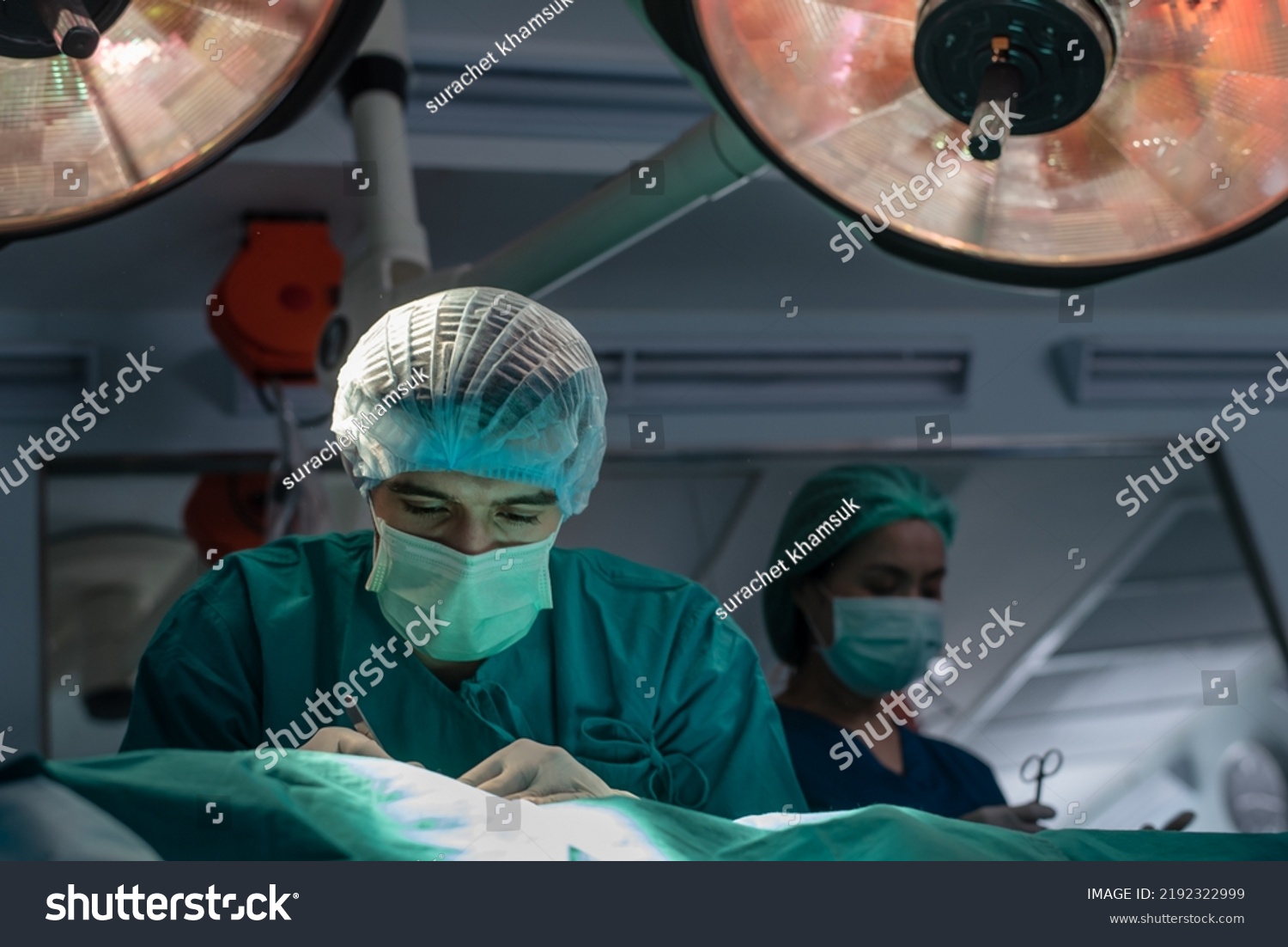 Team Professional Doctors Performing Operation Surgery Stock Photo