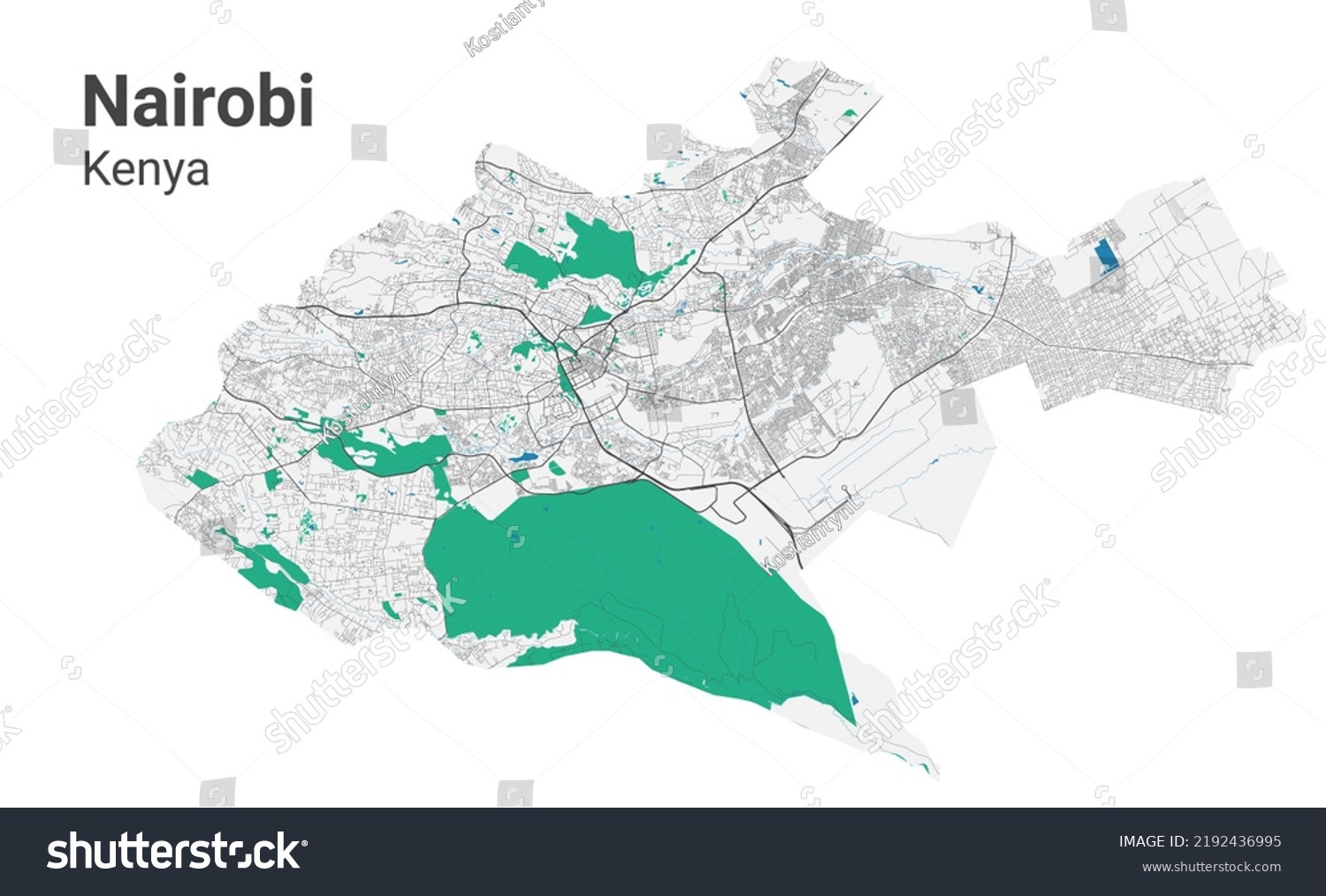 Nairobi Vector Map Detailed Map Nairobi Stock Vector Royalty Free