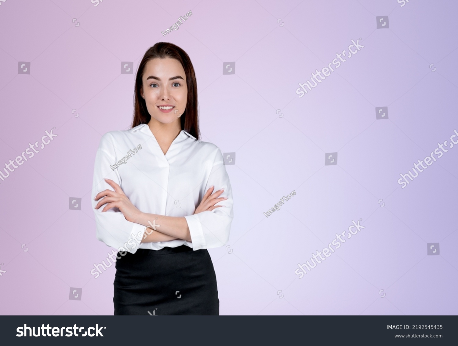 Smiling Attractive Businesswoman Wearing Formal Wear Stock Photo