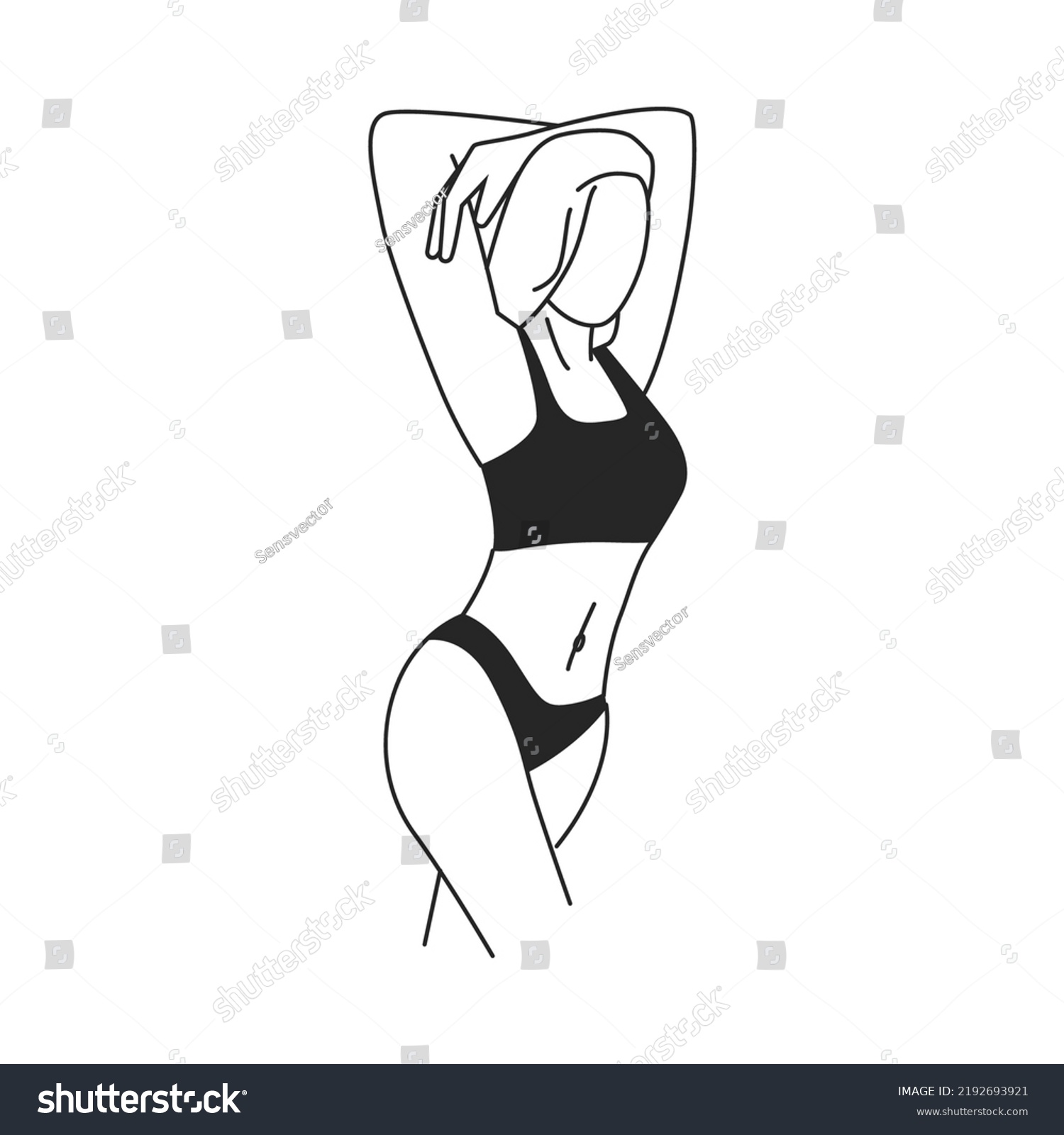 Woman Body Abstract Minimal Line Posing Stock Vector Royalty Free