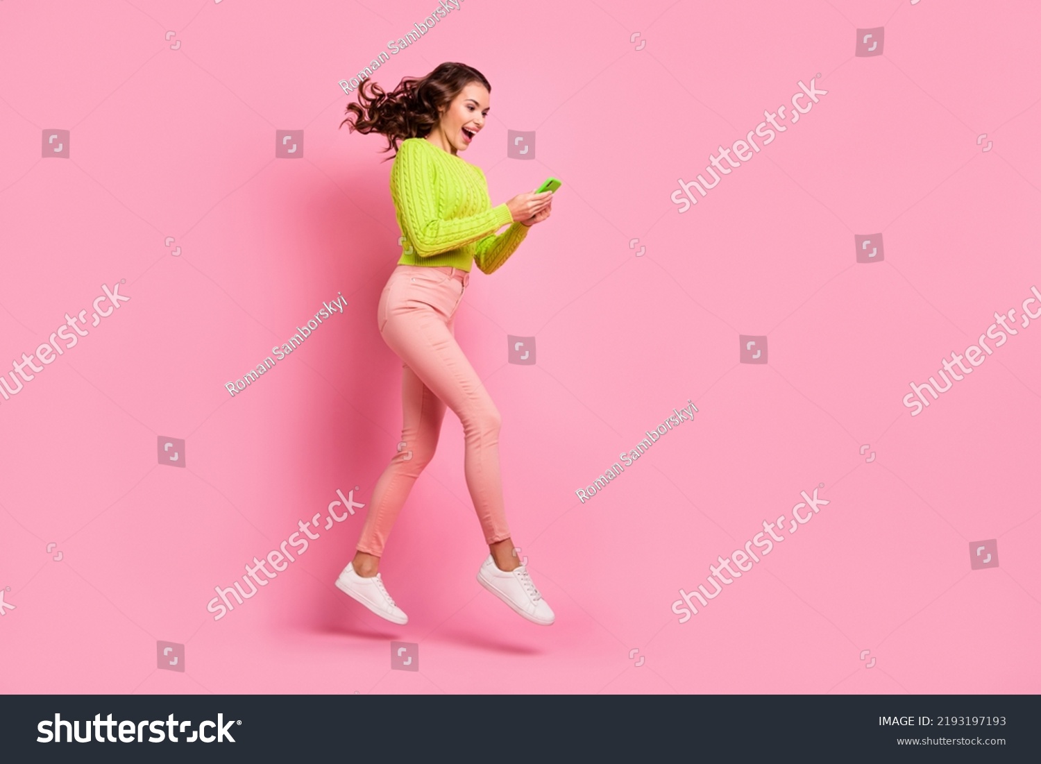 Full Body Photo Brunette Hooray Lady Stock Photo Shutterstock