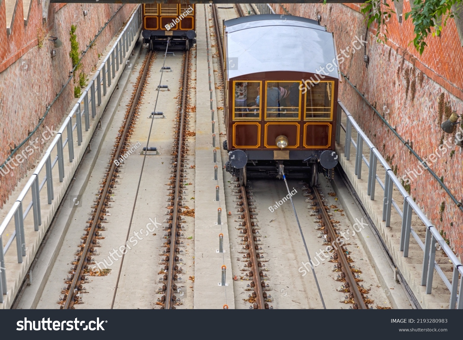 Buda Castle Hill Funicular Budavari Siklo Stock Photo