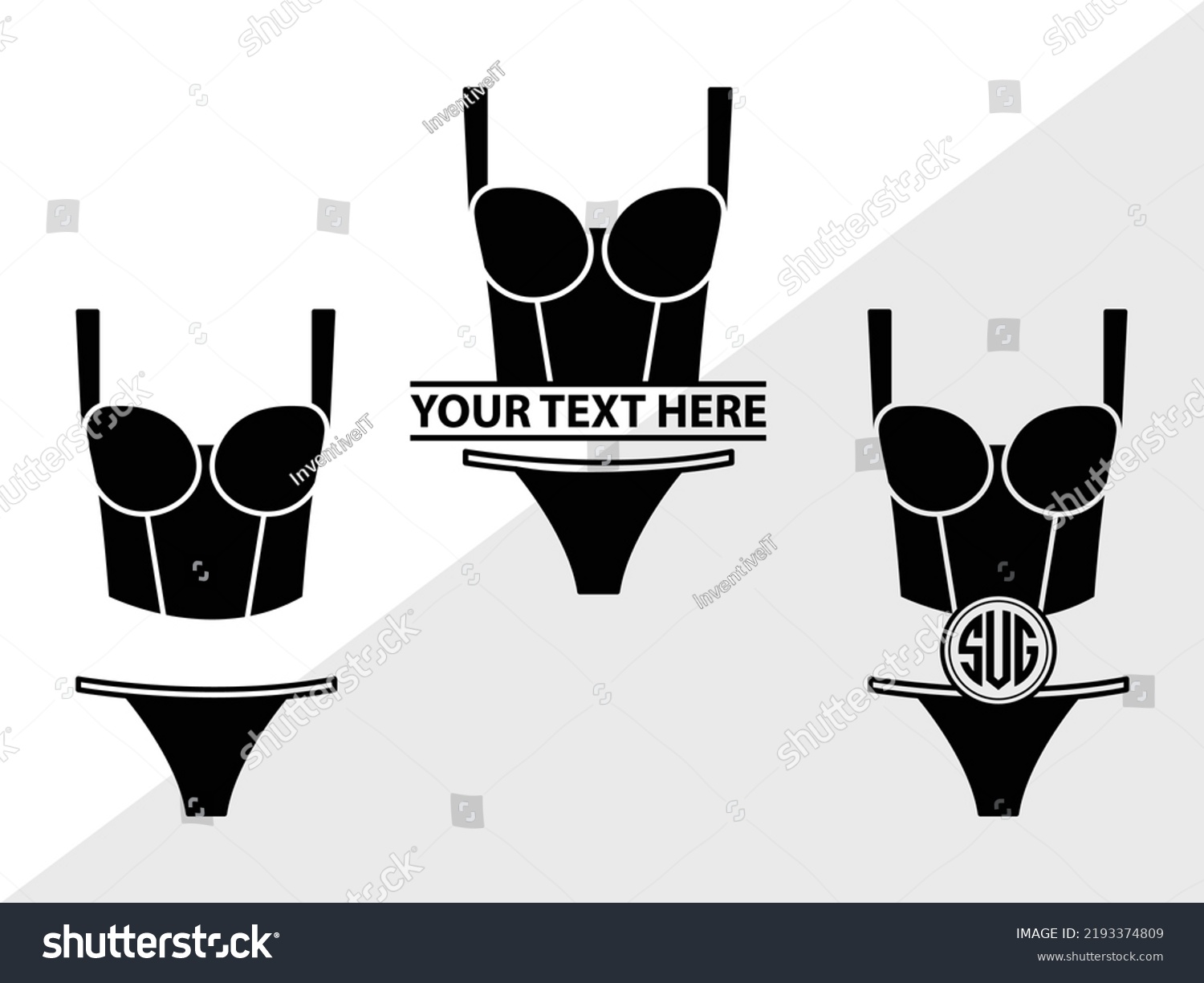 Lingerie Monogram Svg Printable Vector Illustration Stock Vector