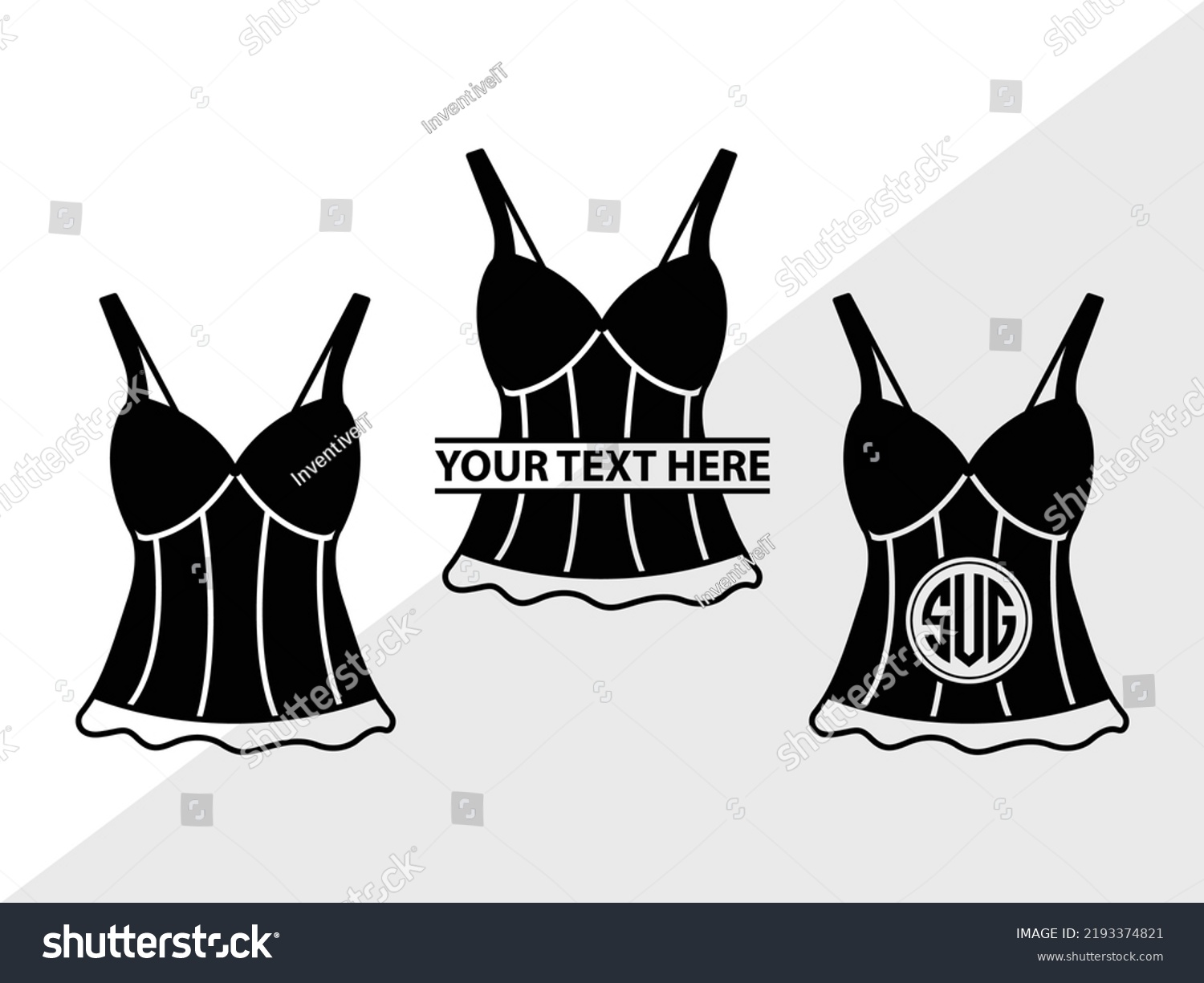 Lingerie Monogram Svg Printable Vector Illustration Stock Vector