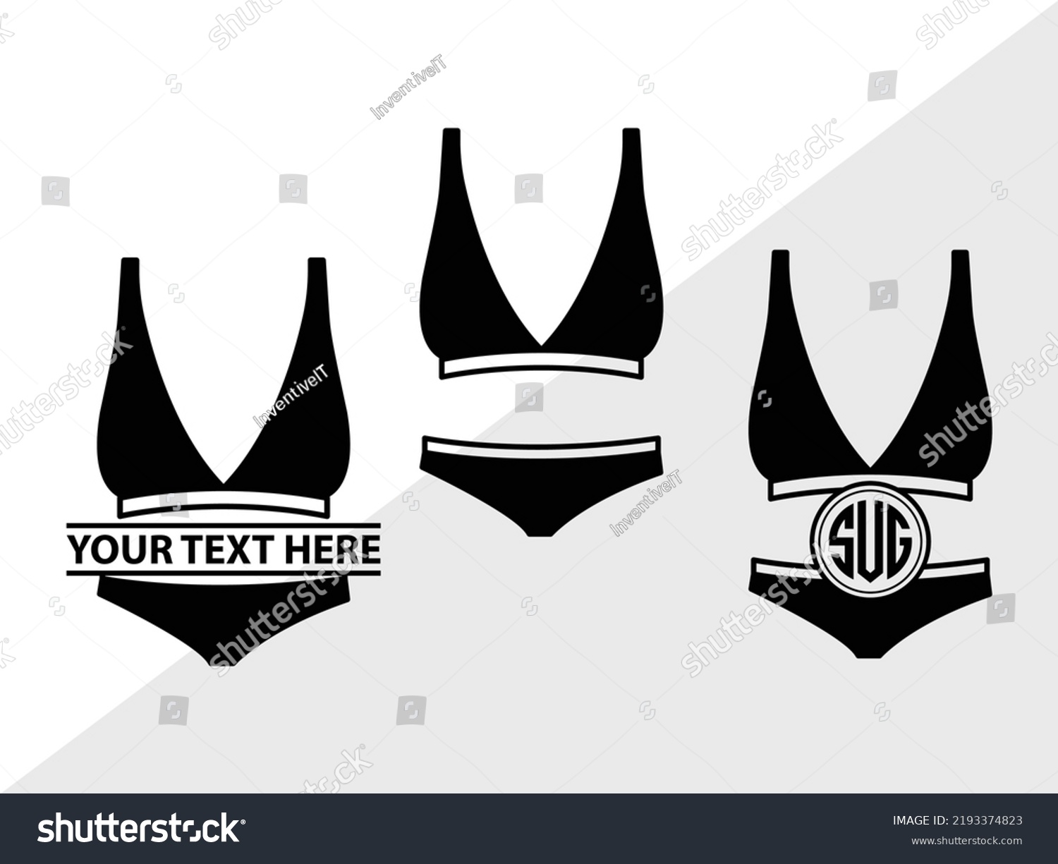 Lingerie Monogram Svg Printable Vector Illustration Stock Vector