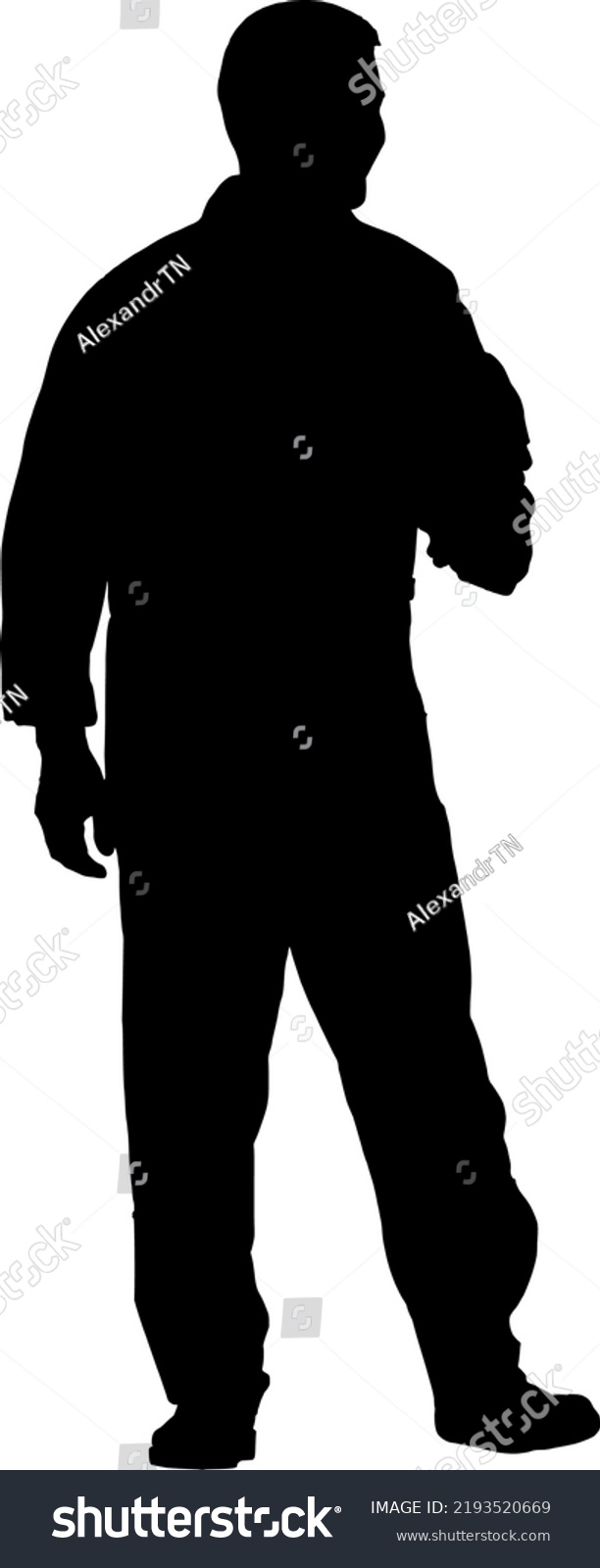 Standing Silhouette Man Isolated Vector Silhouette Stock Vector