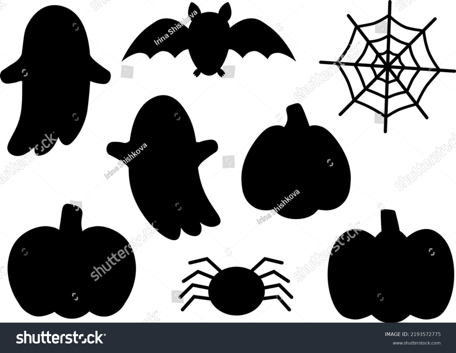 Set Halloween Silhouette Vector Illustration Stock Vector Royalty Free