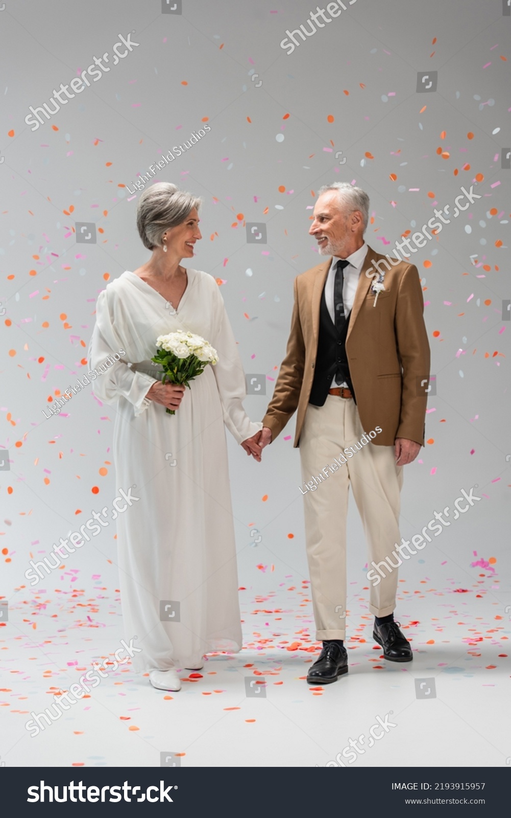 Full Length Cheerful Middle Aged Groom Stock Photo 2193915957