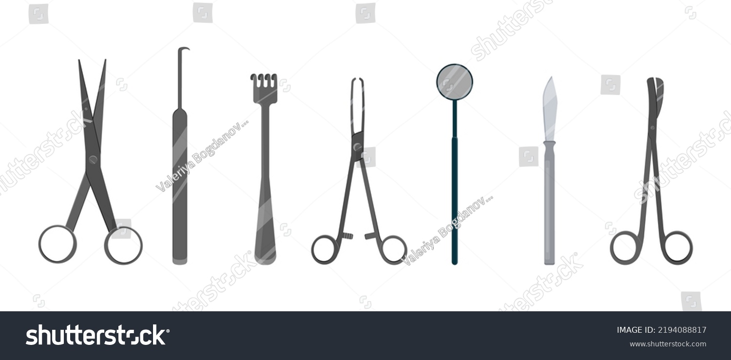 Set Surgical Medical Items Cartoon Style Stock Vector Royalty Free